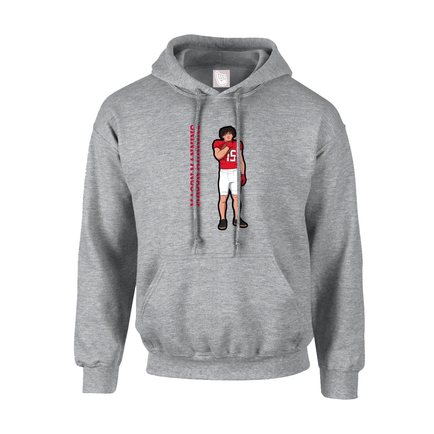 Youth Hoodie — Name Vertical in Grey