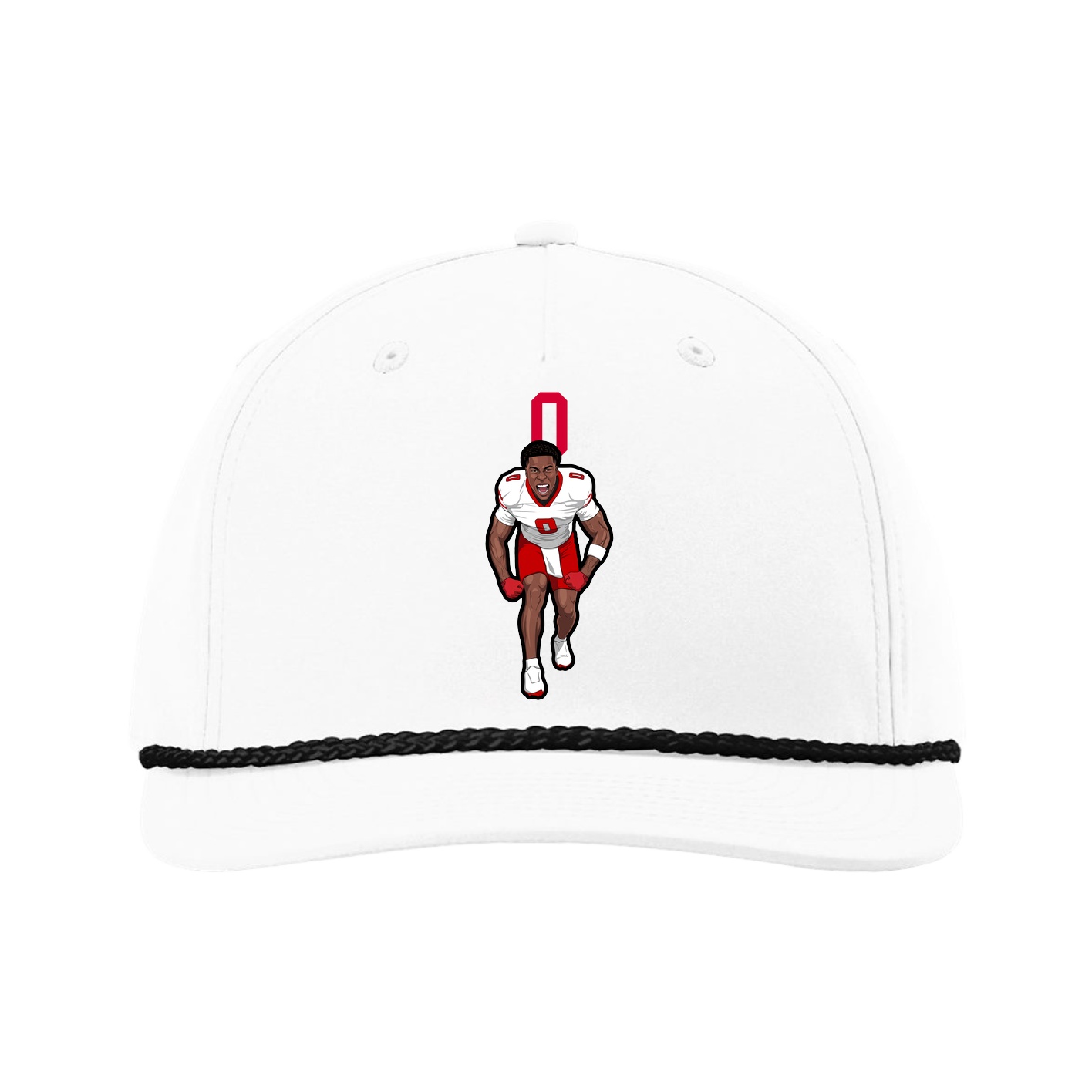 Five-Panel Classic Rope Cap — Number Top in White