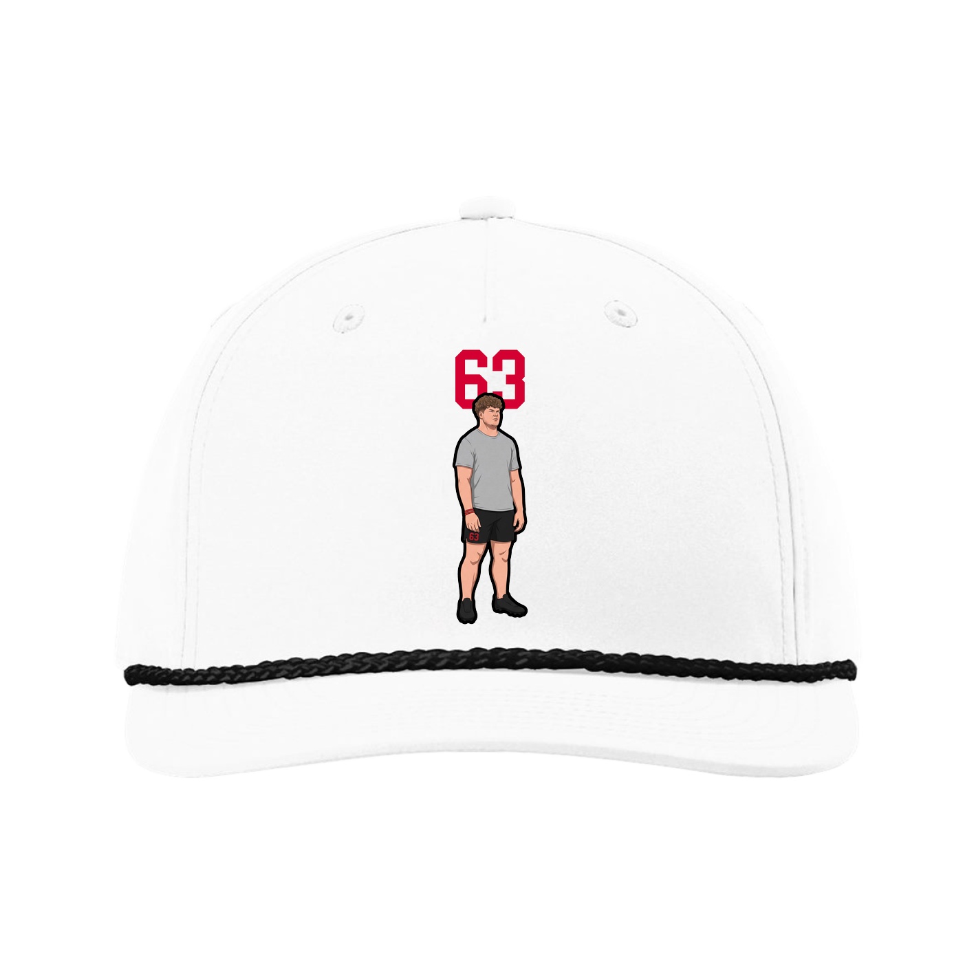 Five-Panel Classic Rope Cap — Number Top in White