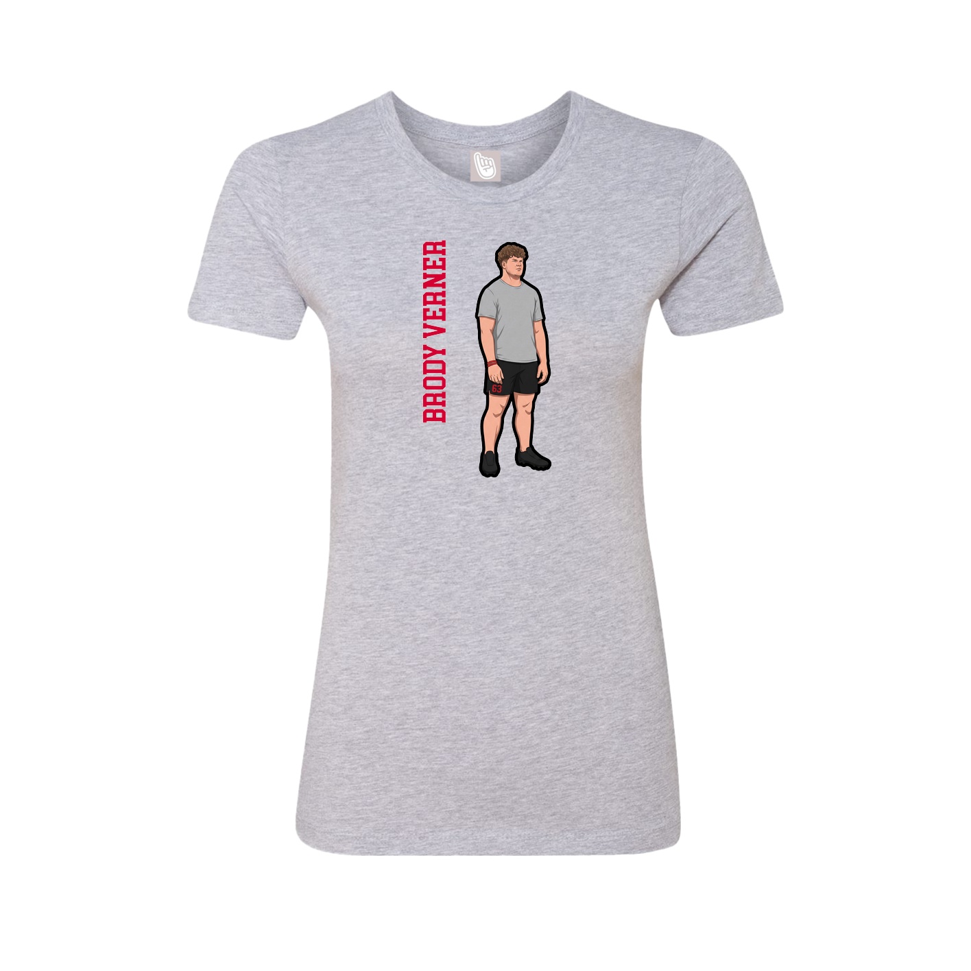 Fitted Women's Tee — Name Vertical in Grey