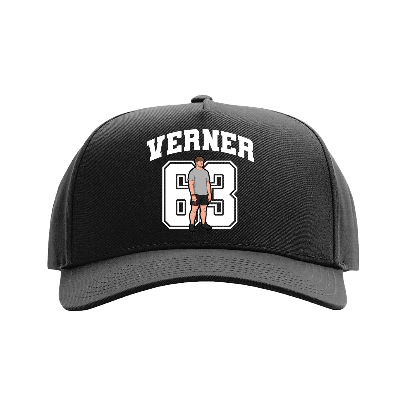 Full Fabric Five-Panel Champ Cap — Number in Black