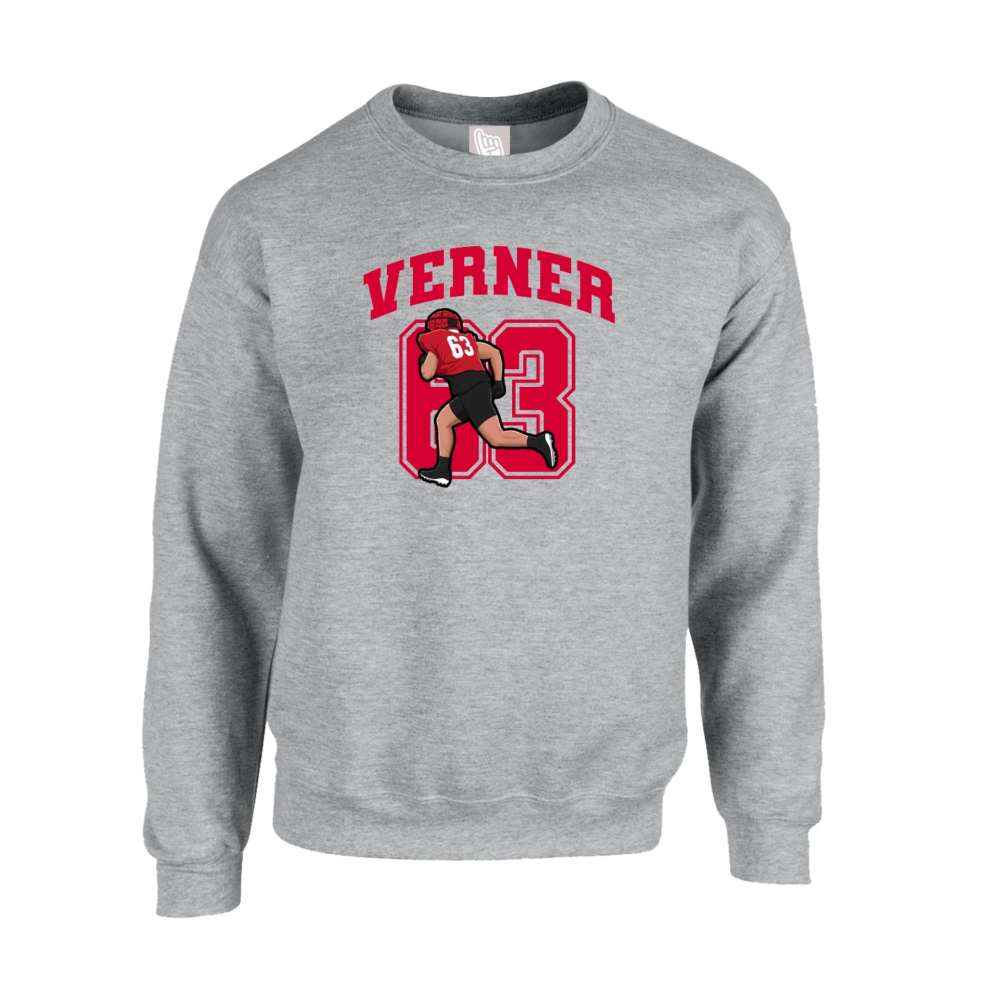 Fleece Crew — Number in Grey