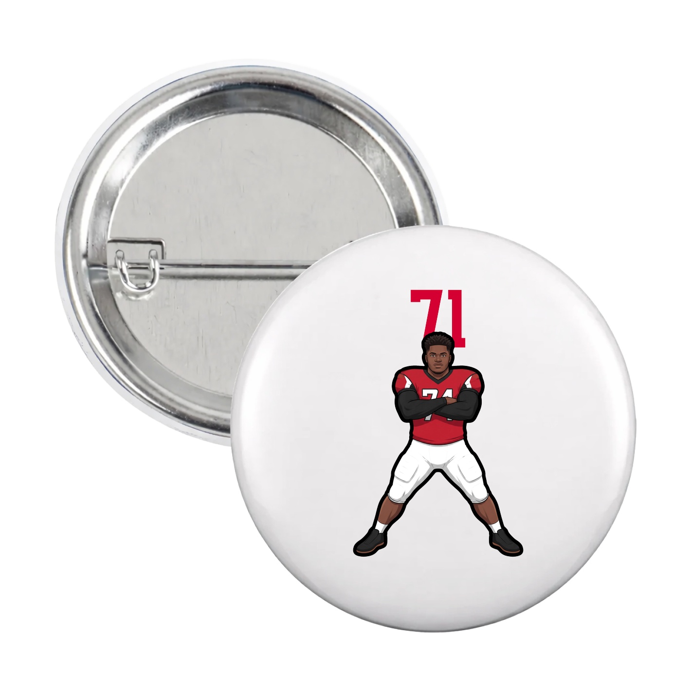 Game Day Button — Number Top in White