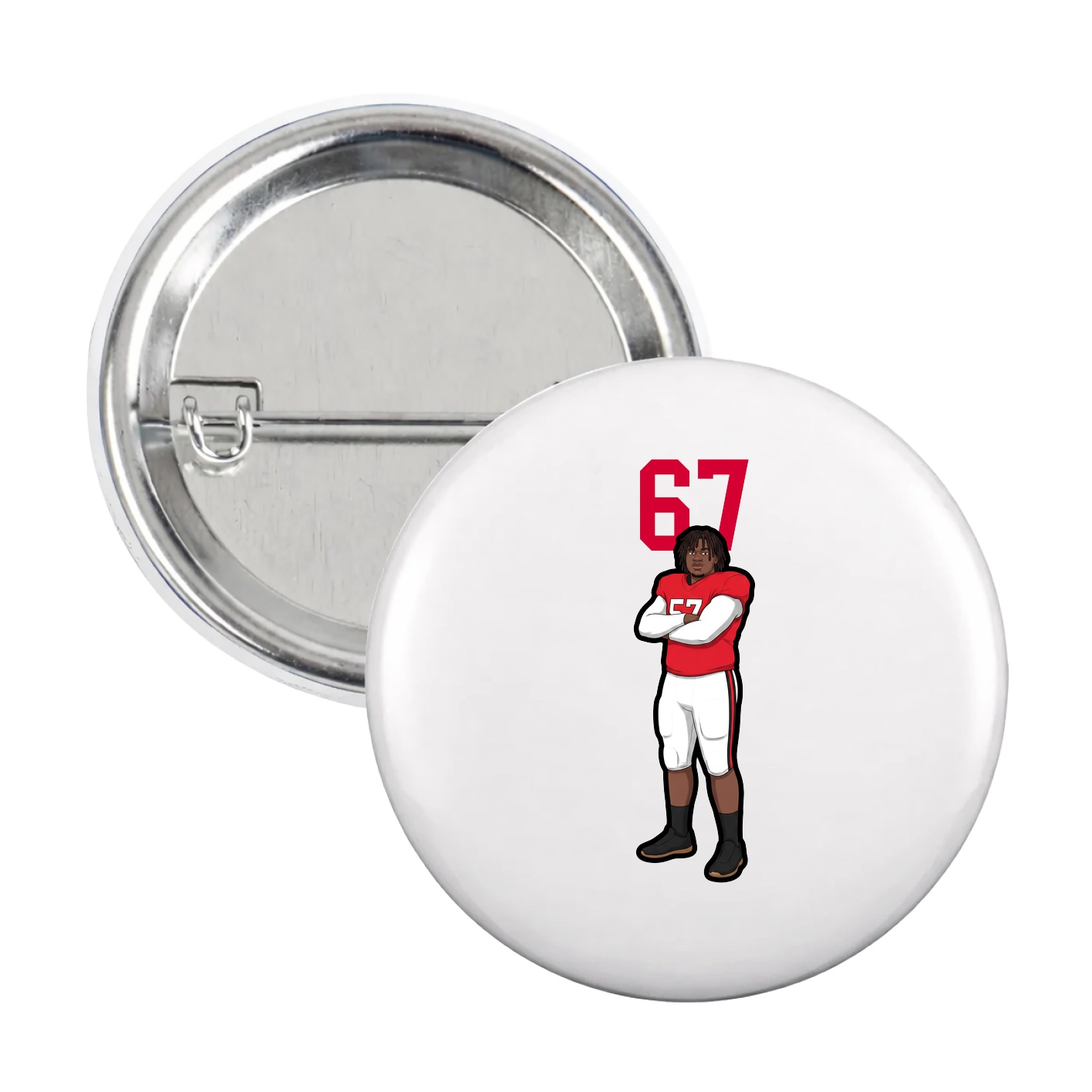 Game Day Button — Number Top in White
