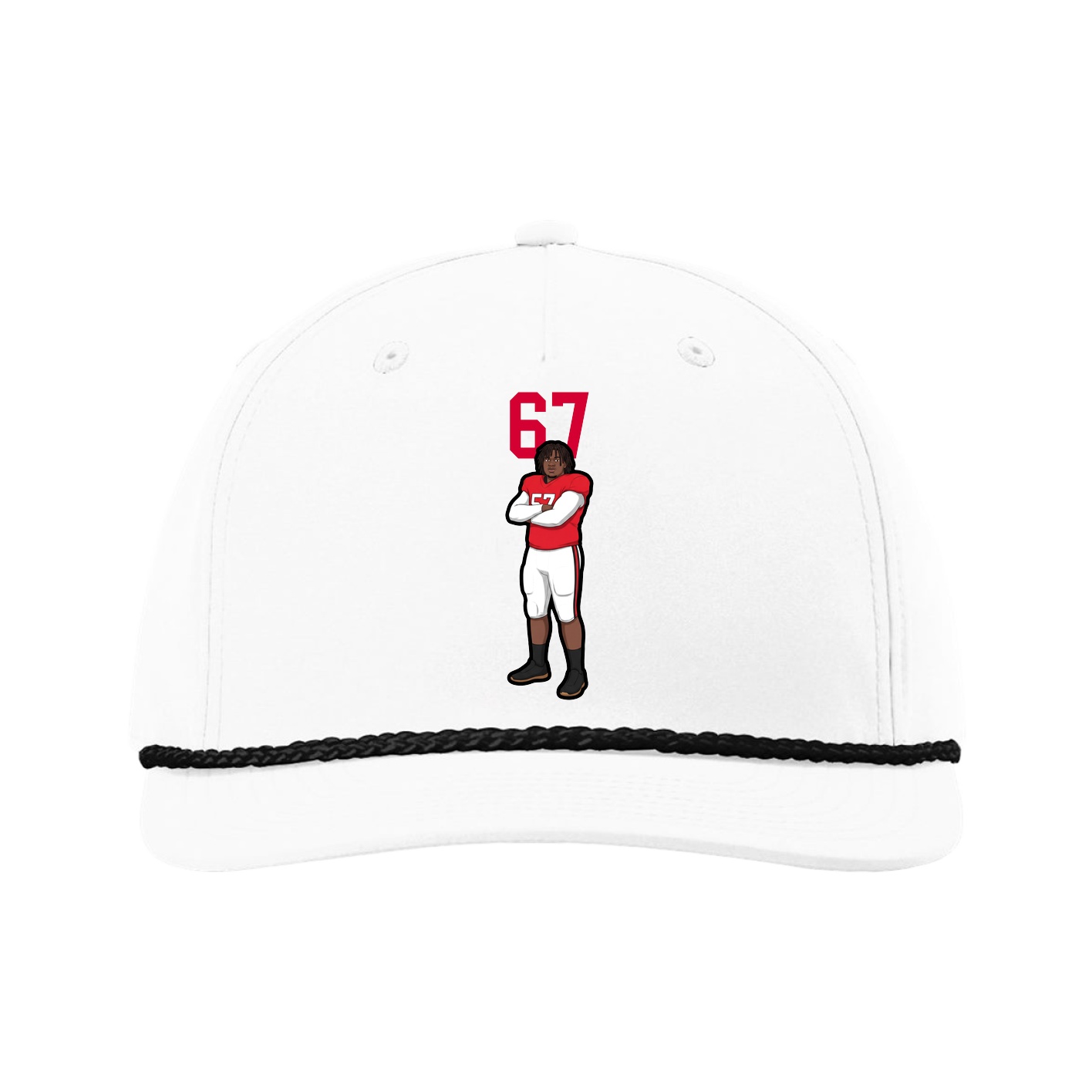 Five-Panel Classic Rope Cap — Number Top in White