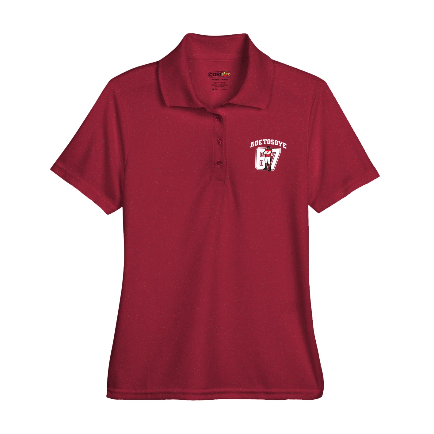 Womens Performance Polo — Number in Red