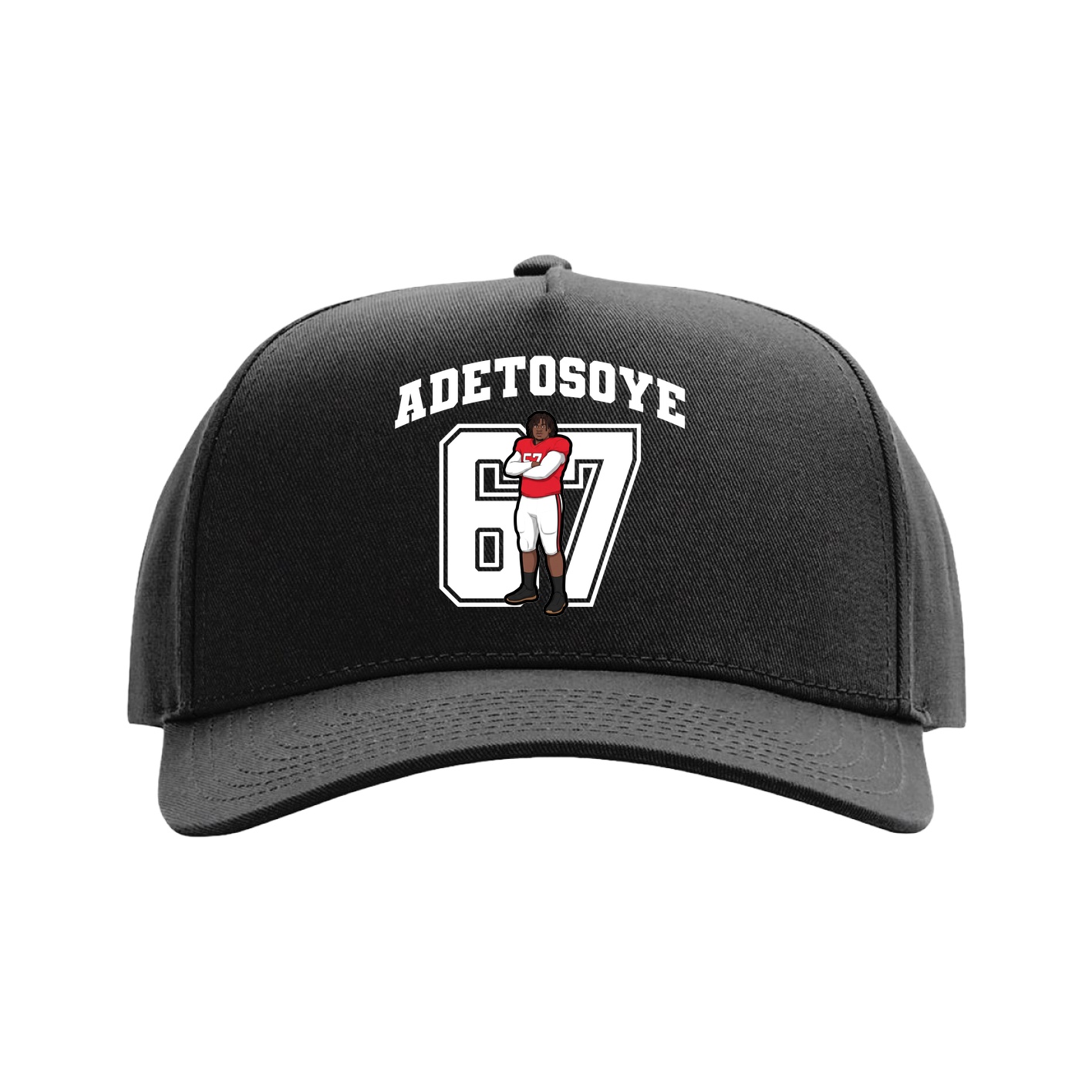 Full Fabric Five-Panel Champ Cap — Number in Black