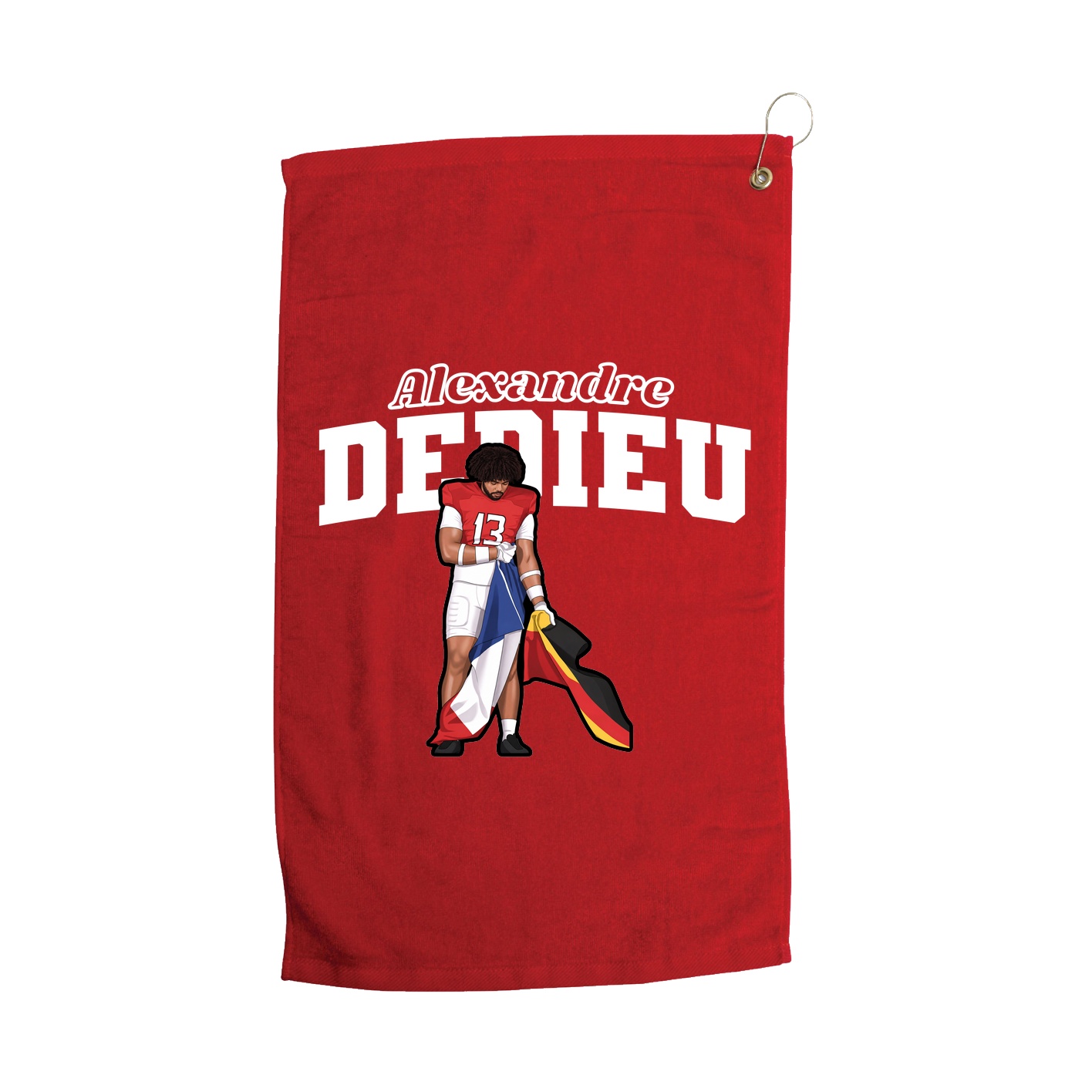 Golf Towel — Name Arch in Red