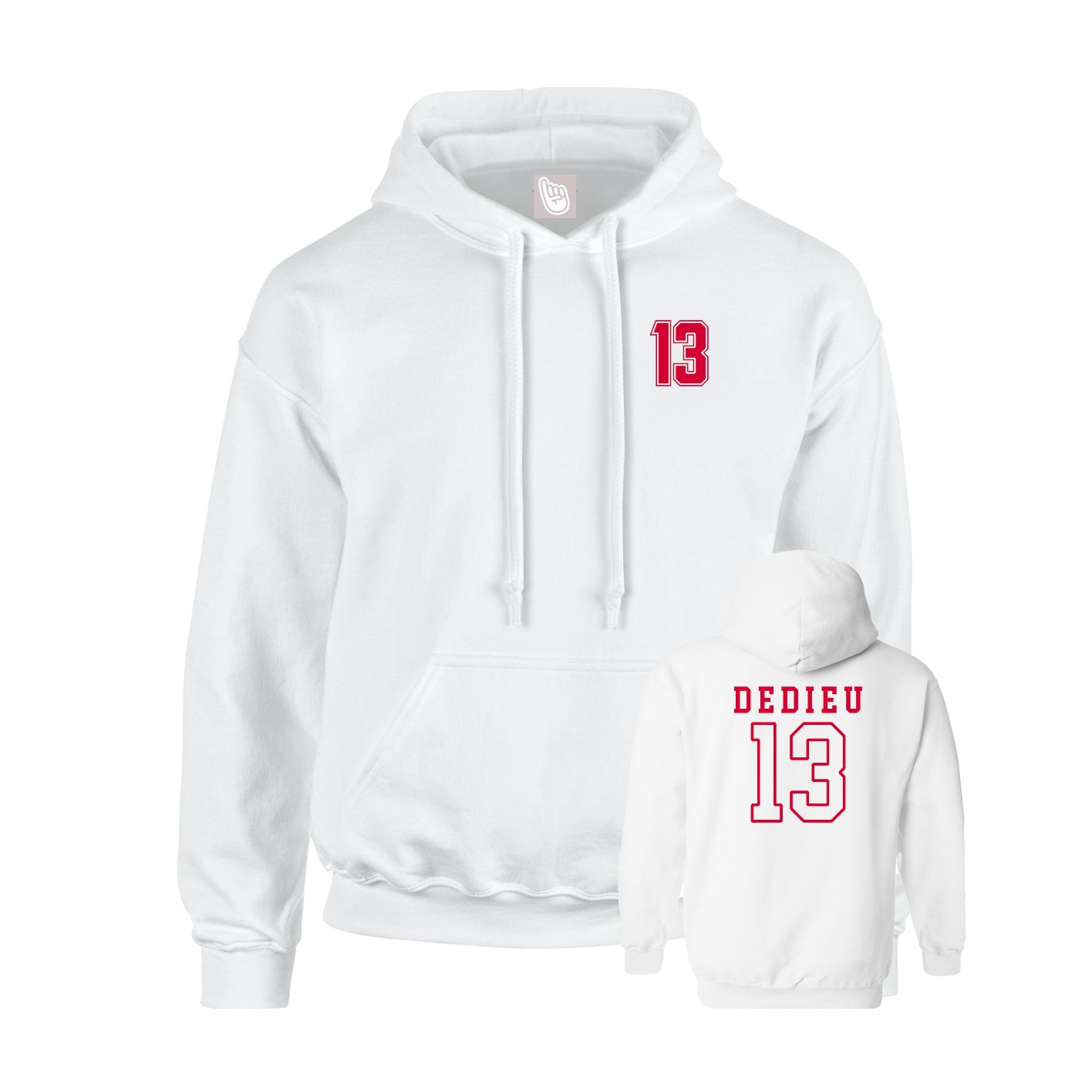 Youth Hoodie — Chest Back in White