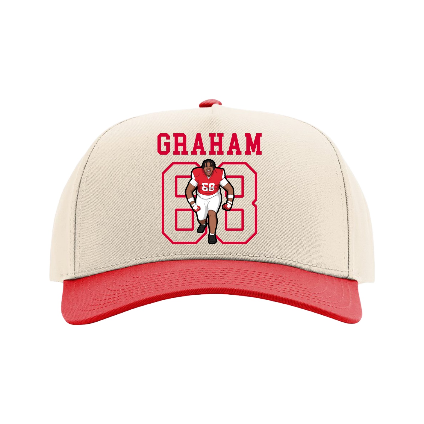 Full Fabric Five-Panel Champ Cap — Shirsey in Cream/Red