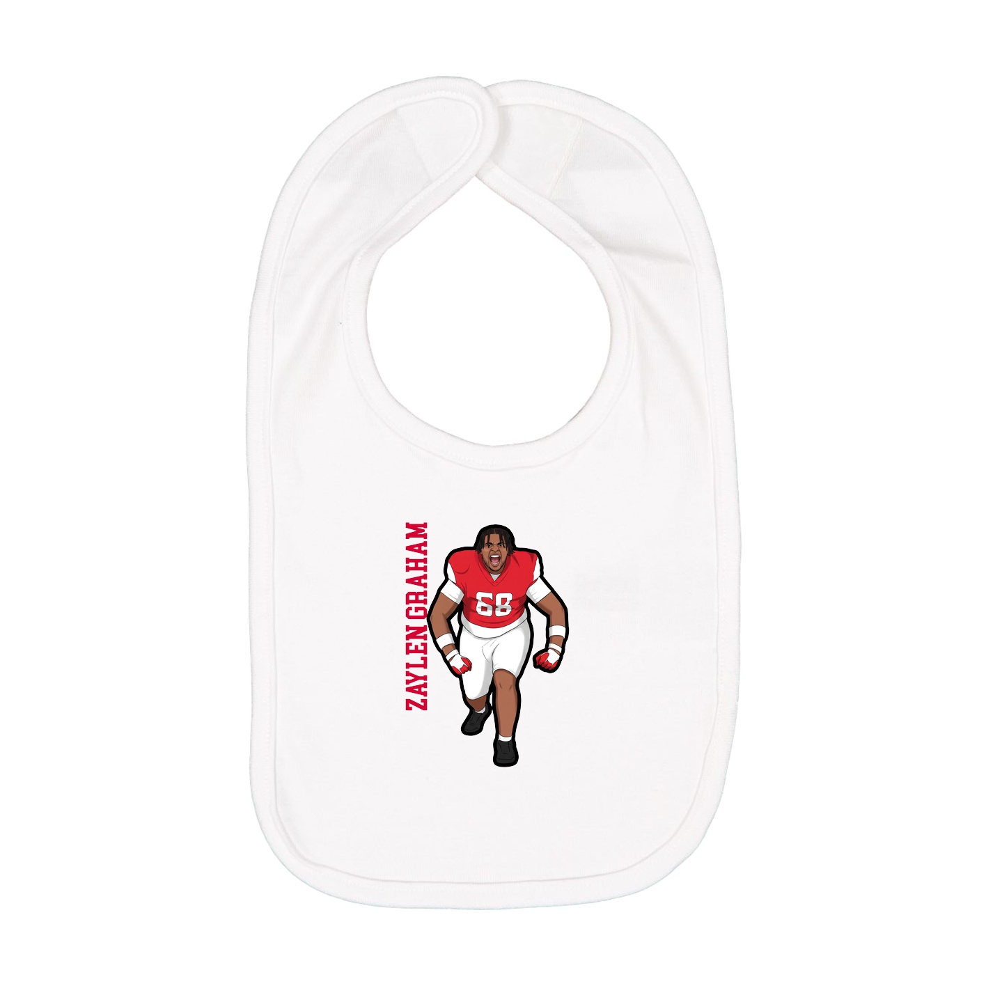 Infant Bib — Name Vertical in White