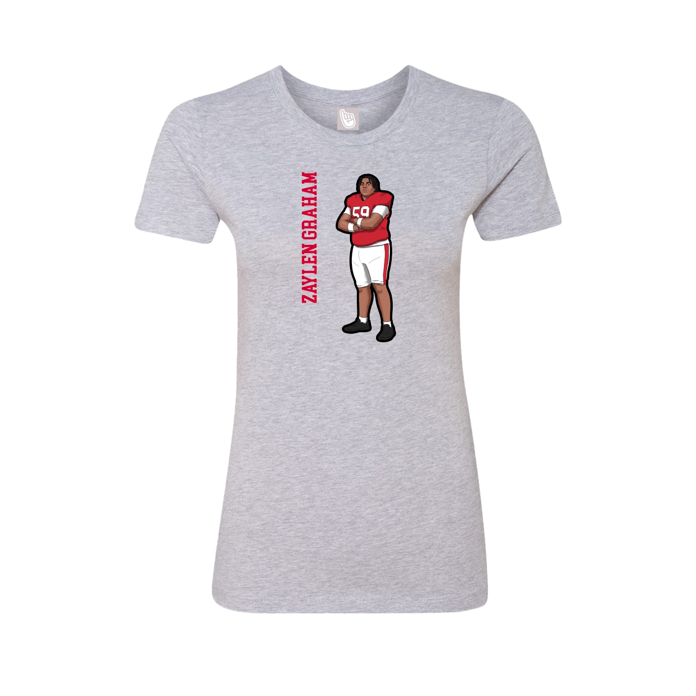 Fitted Women's Tee — Name Vertical in Grey