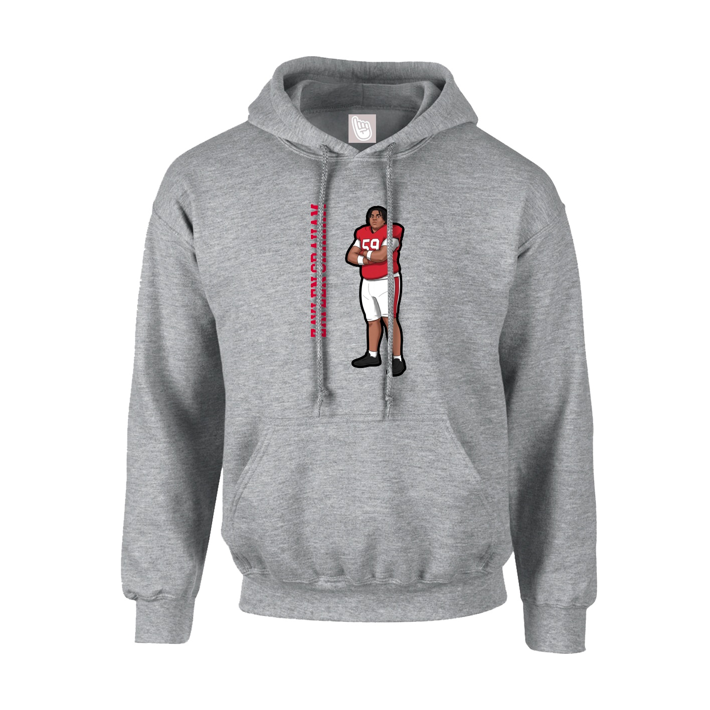 Hoodie — Name Vertical in Grey