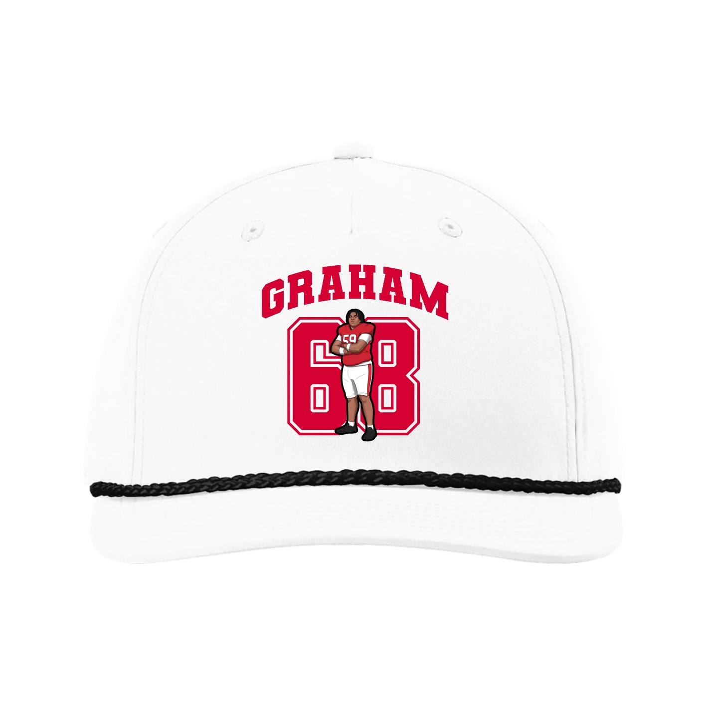 Five-Panel Classic Rope Cap — Number in White