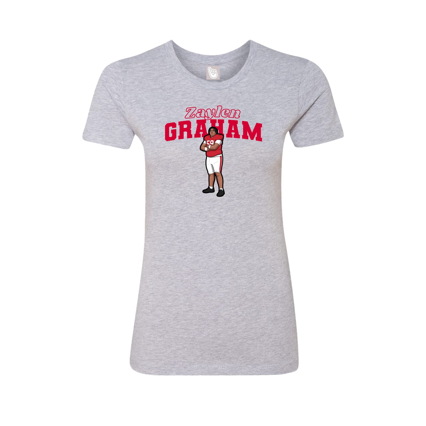 Fitted Women's Tee — Name Arch in Grey