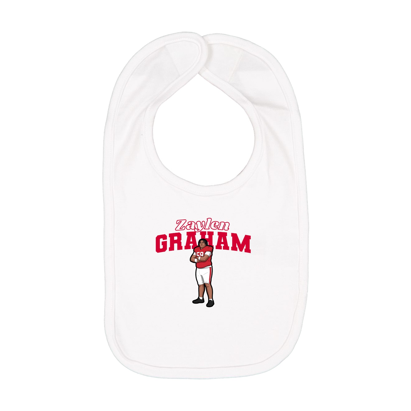 Infant Bib — Name Arch in White