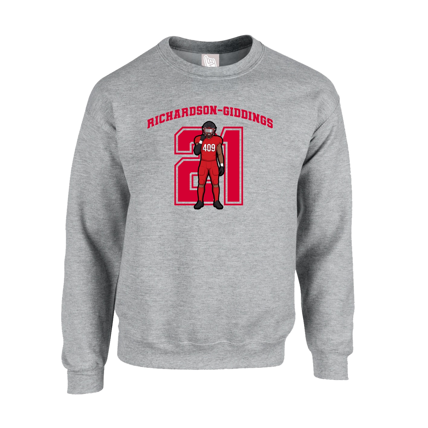 Fleece Crew — Number in Grey
