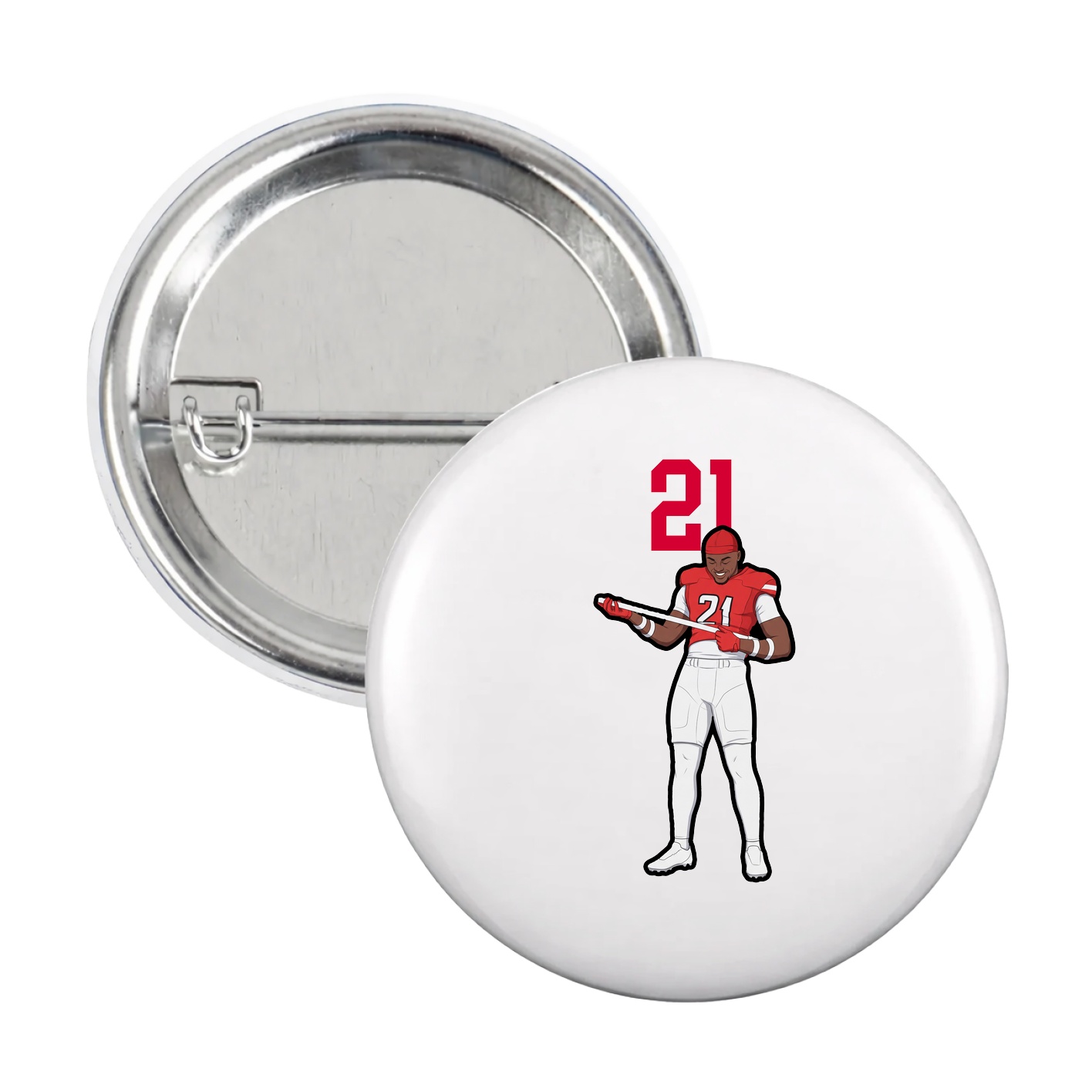 Game Day Button — Number Top in White