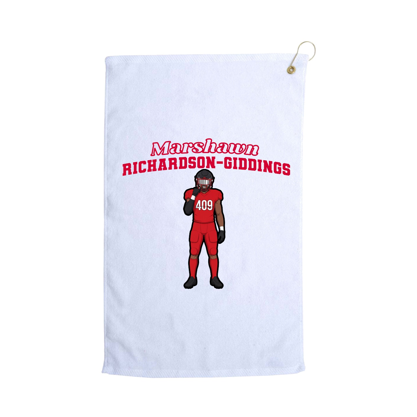 Golf Towel — Name Arch in White