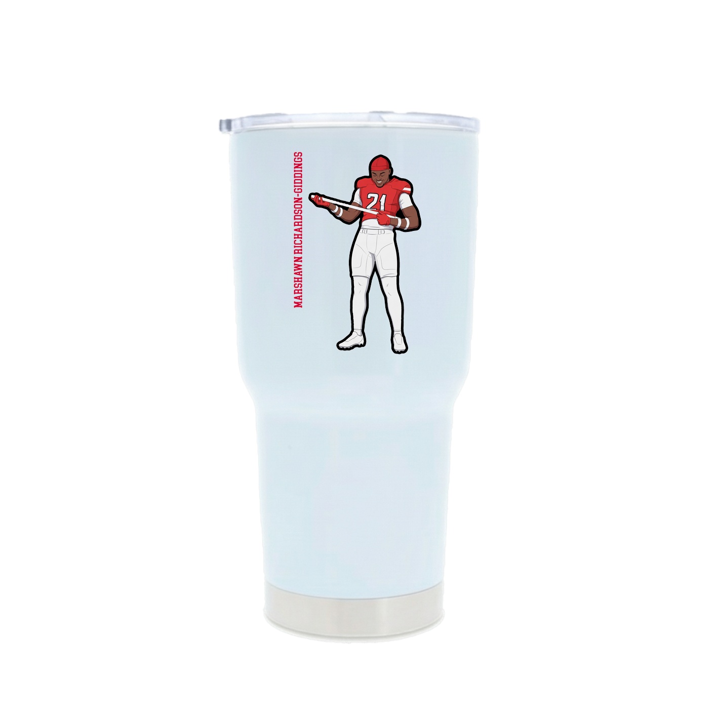 30oz Stainless Steel Tumbler — Name Vertical in White