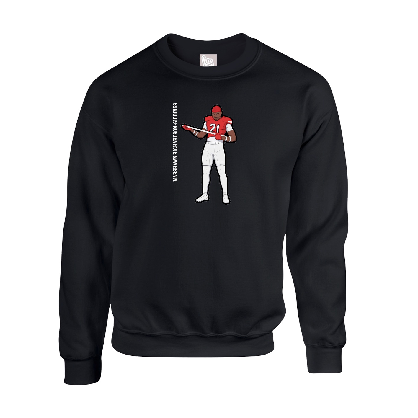 Fleece Crew — Name Vertical in Black