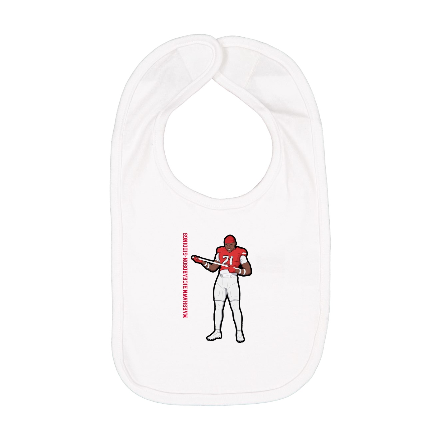 Infant Bib — Name Vertical in White