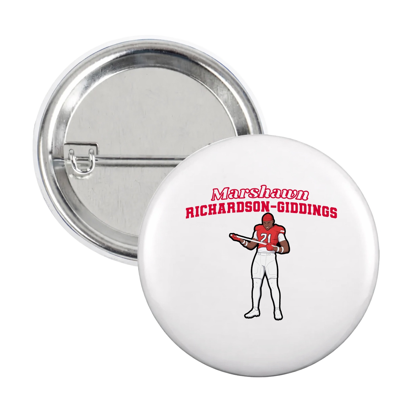 Game Day Button — Name Arch in White
