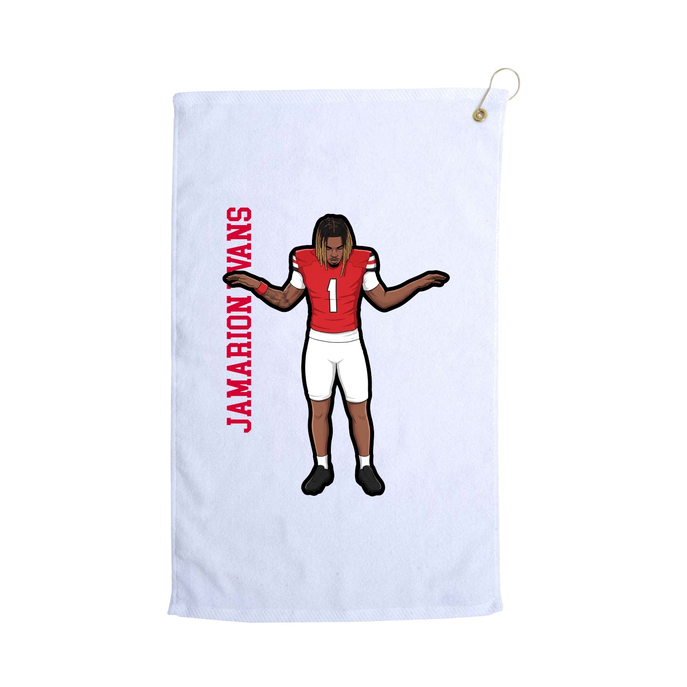 Golf Towel — Name Vertical in White