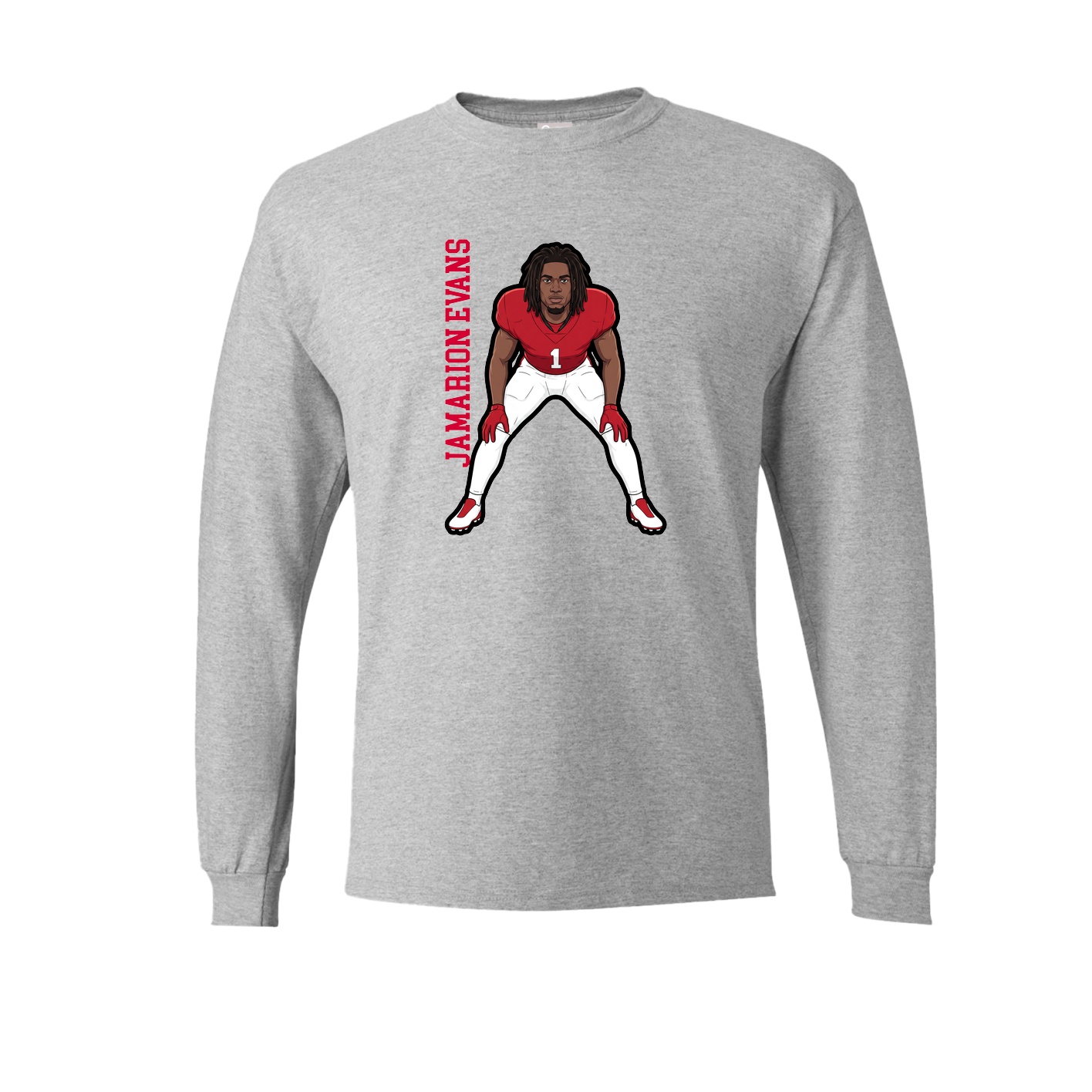 Long Sleeve Tee — Name Vertical in Grey