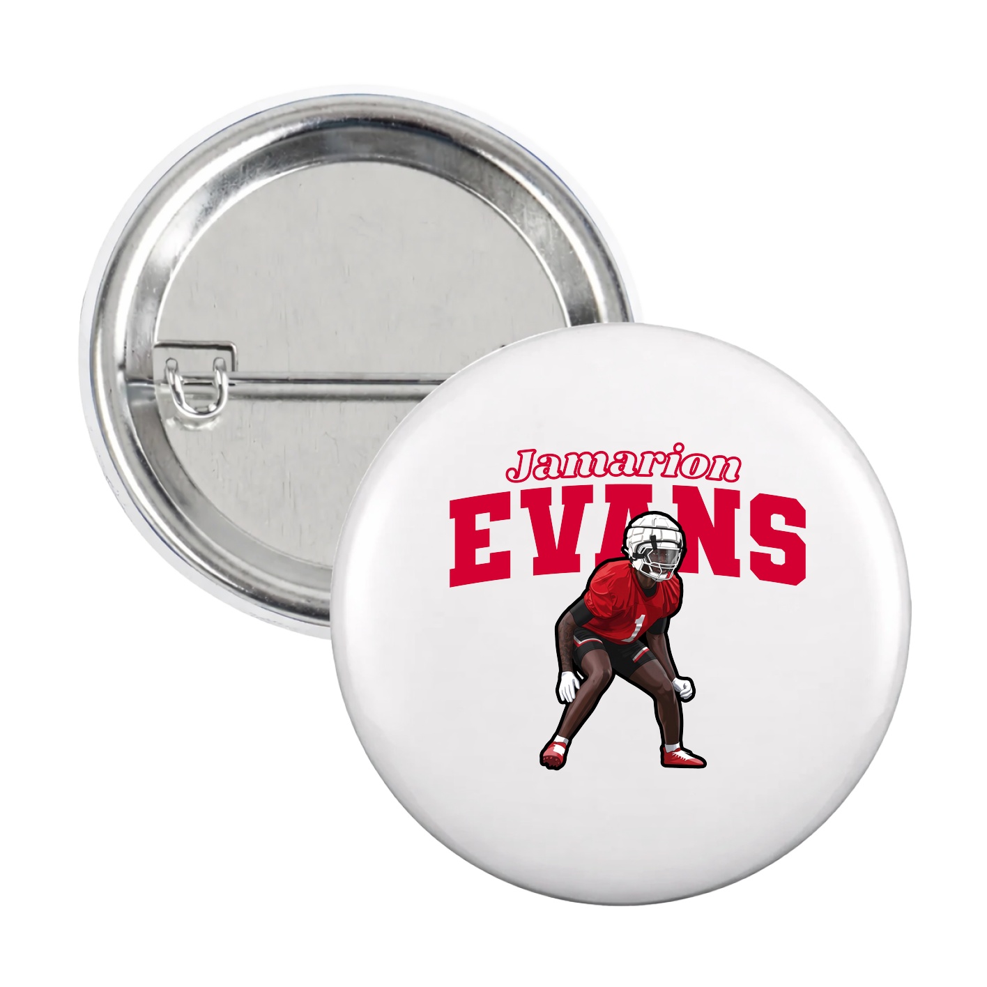 Game Day Button — Name Arch in White