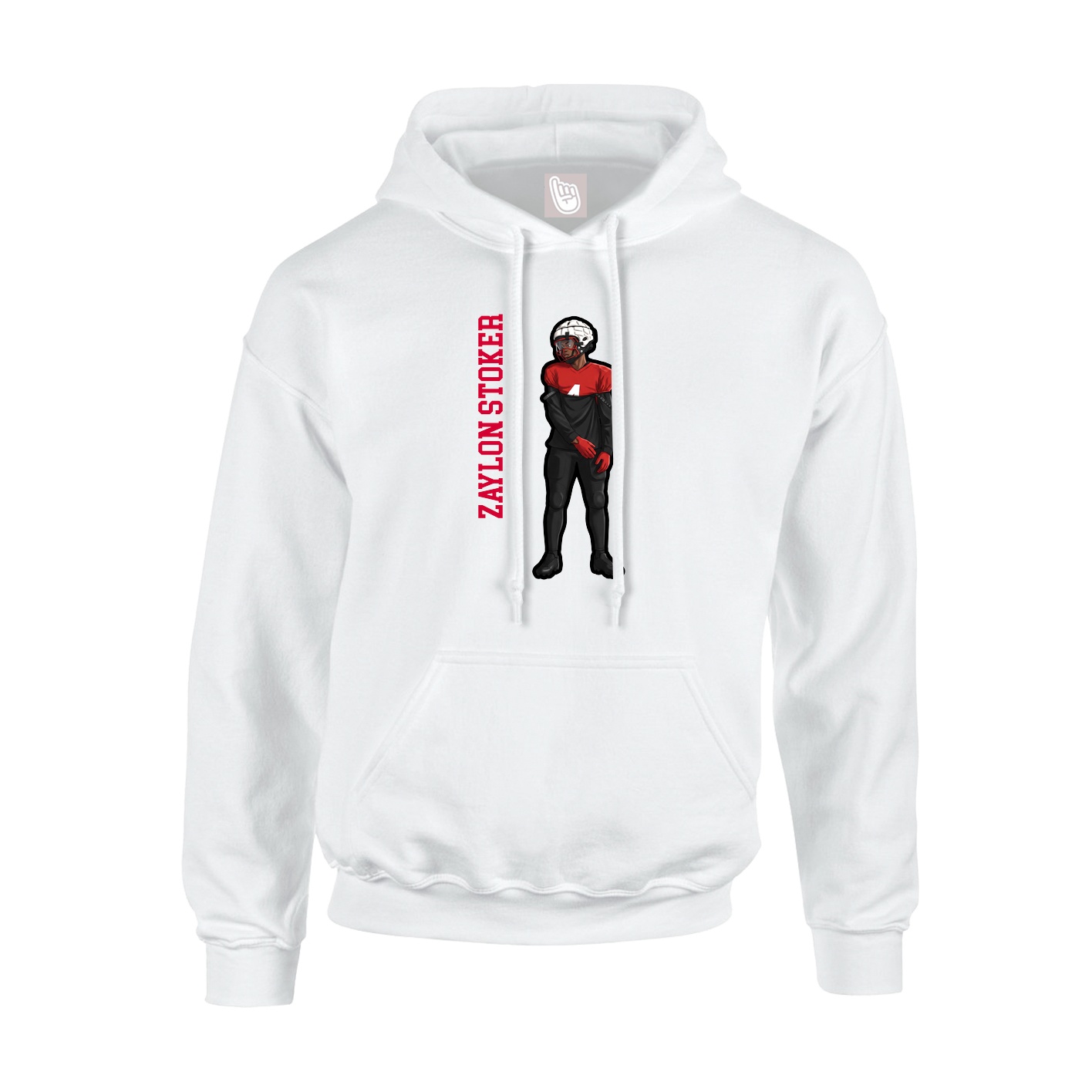 Youth Hoodie — Name Vertical in White