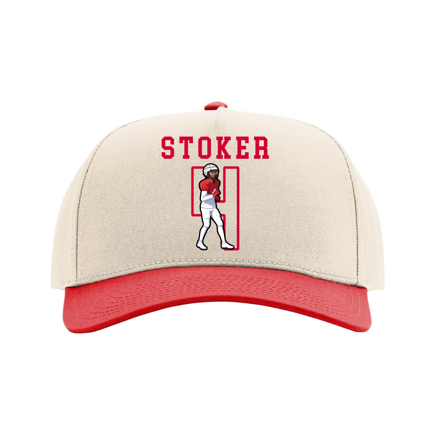 Full Fabric Five-Panel Champ Cap — Shirsey in Cream/Red