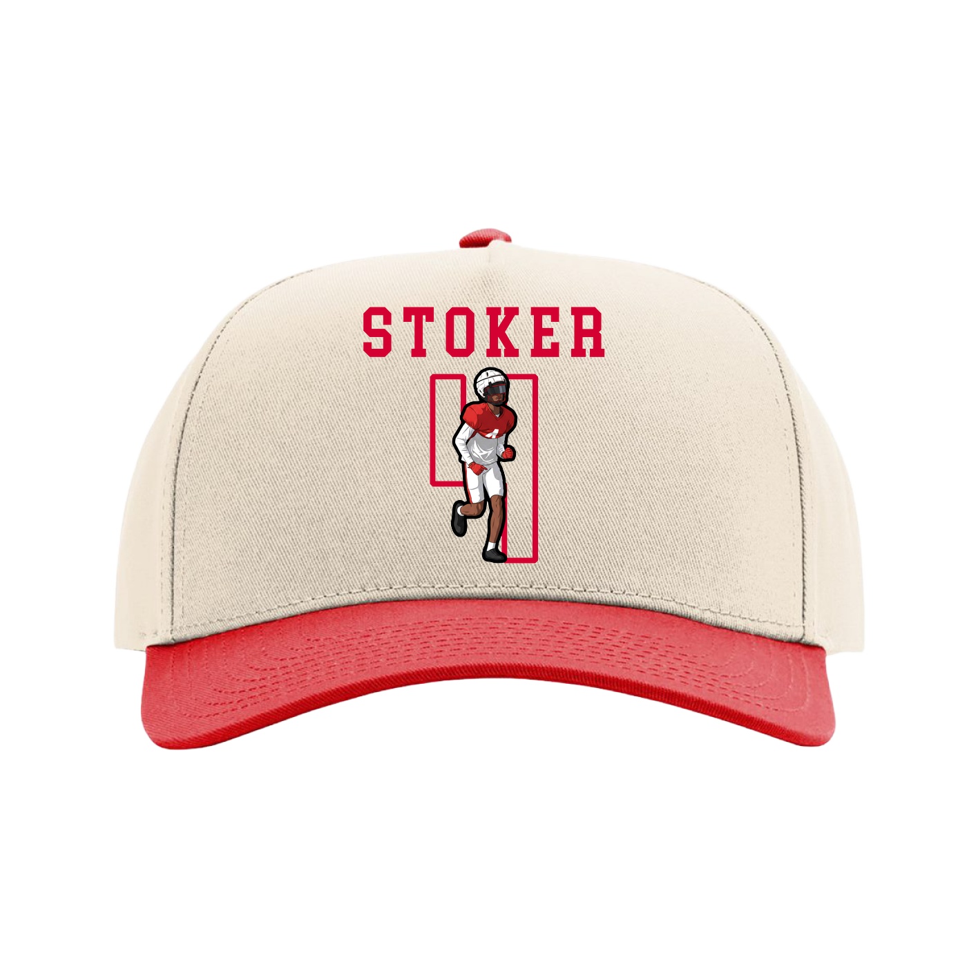Full Fabric Five-Panel Champ Cap — Shirsey in Cream/Red