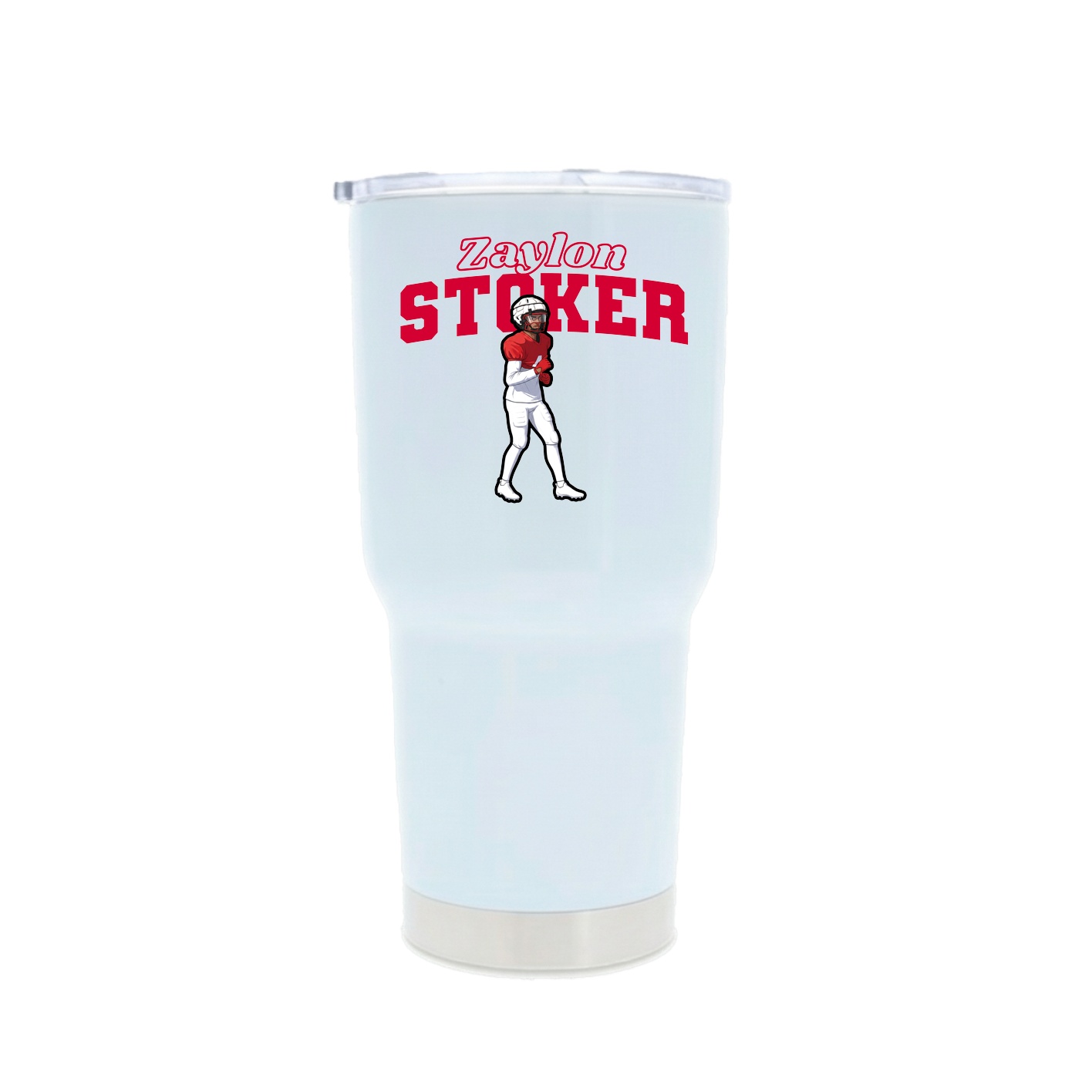 30oz Stainless Steel Tumbler — Name Arch in White