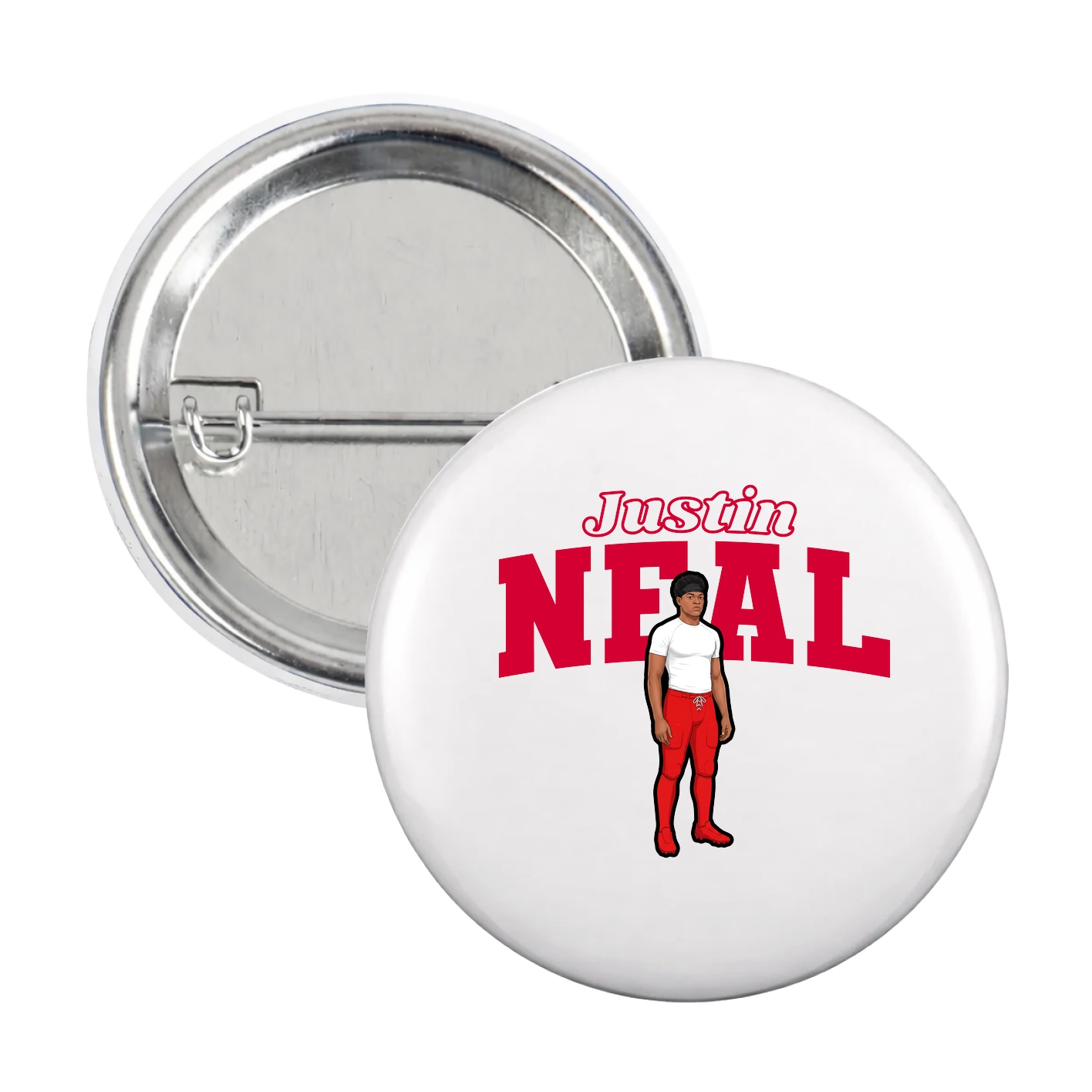 Game Day Button — Name Arch in White