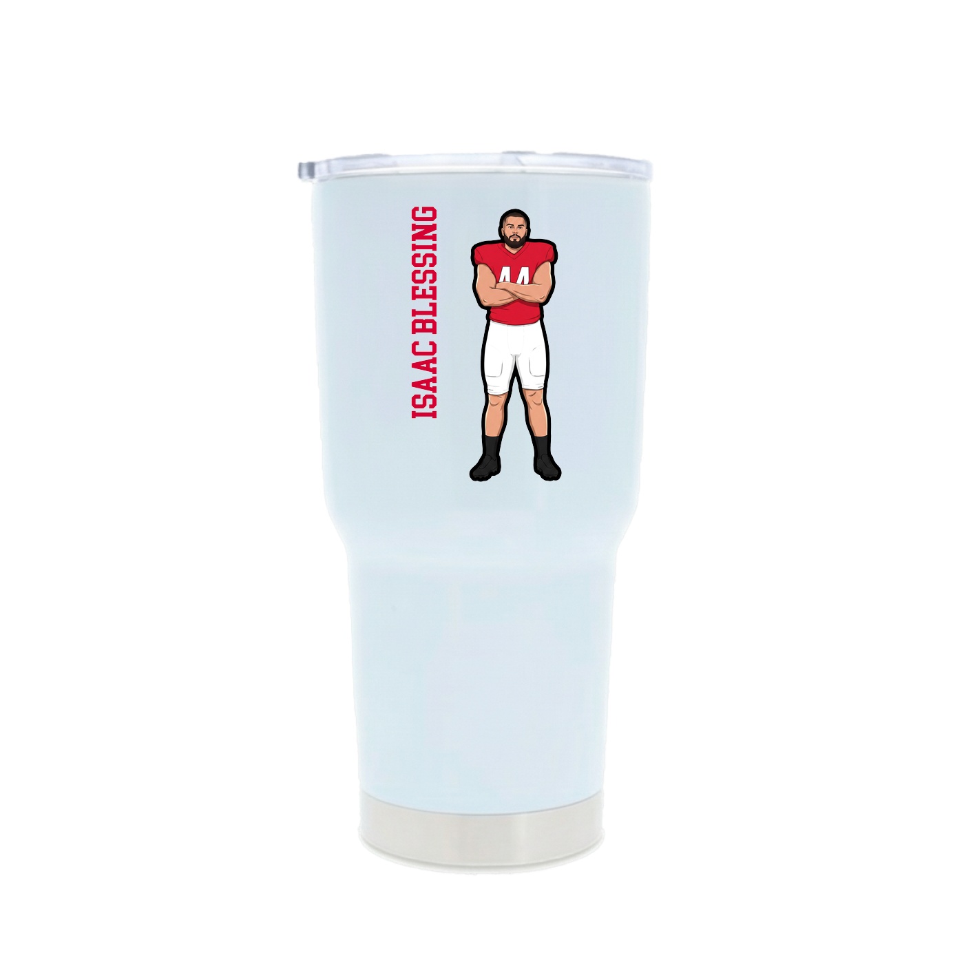30oz Stainless Steel Tumbler — Name Vertical in White