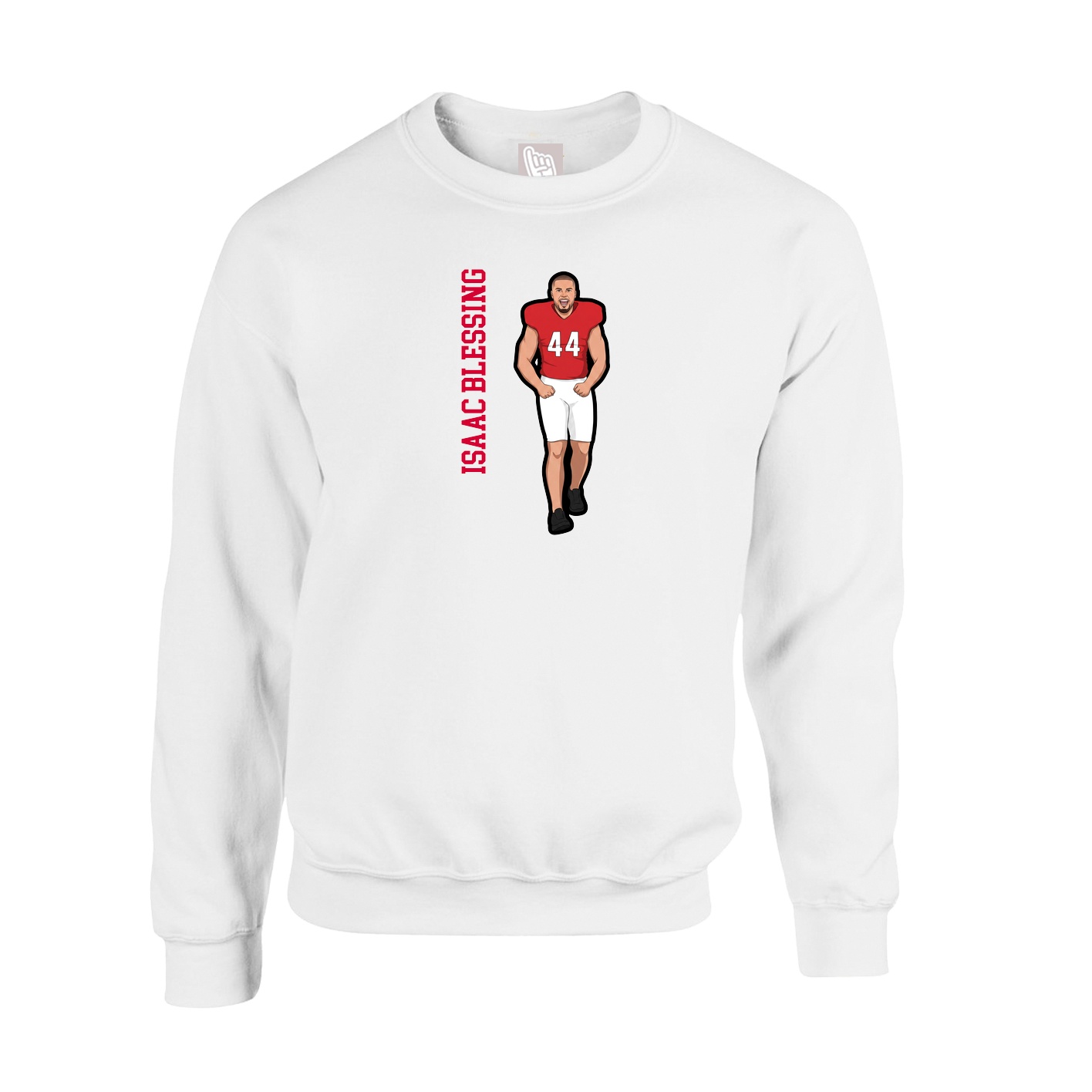 Fleece Crew — Name Vertical in White