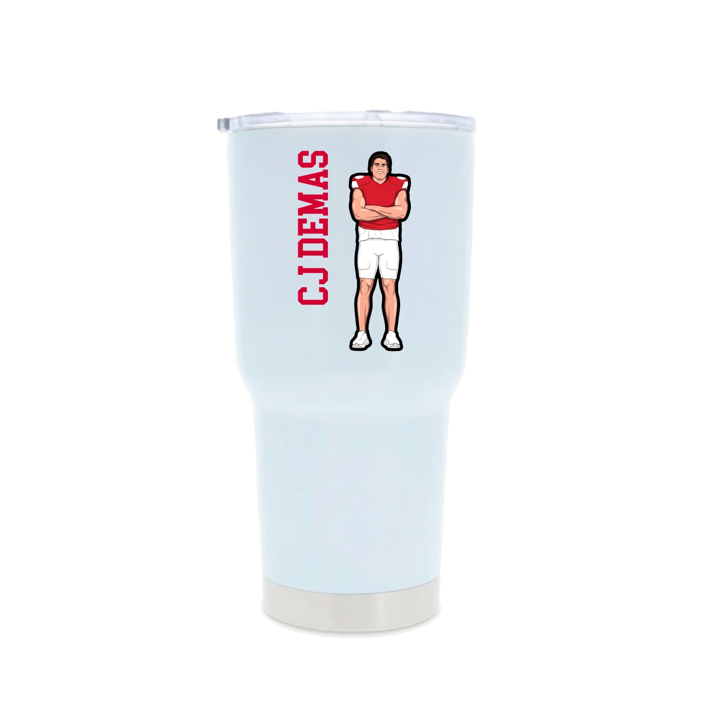 30oz Stainless Steel Tumbler — Name Vertical in White