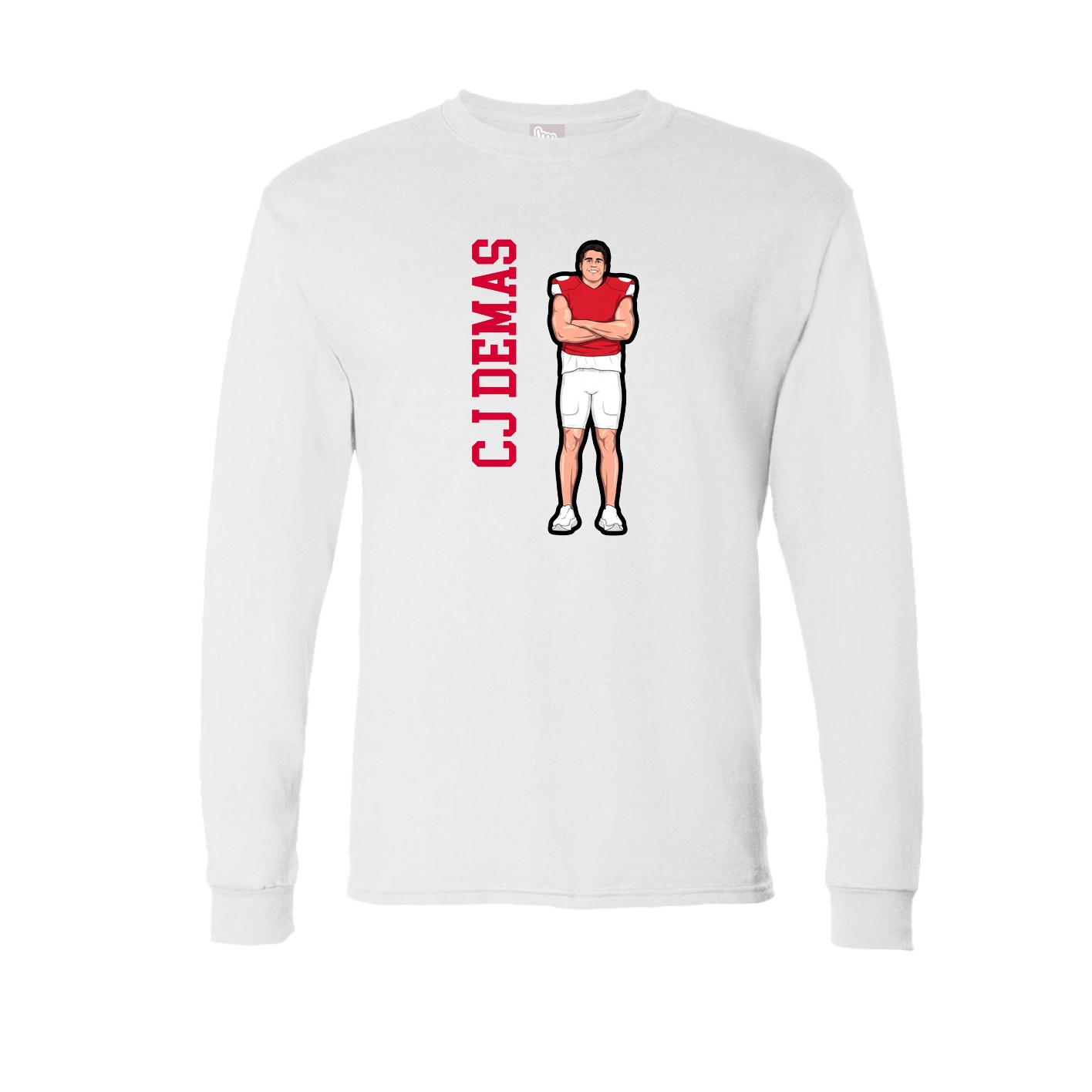 Long Sleeve Tee — Name Vertical in White