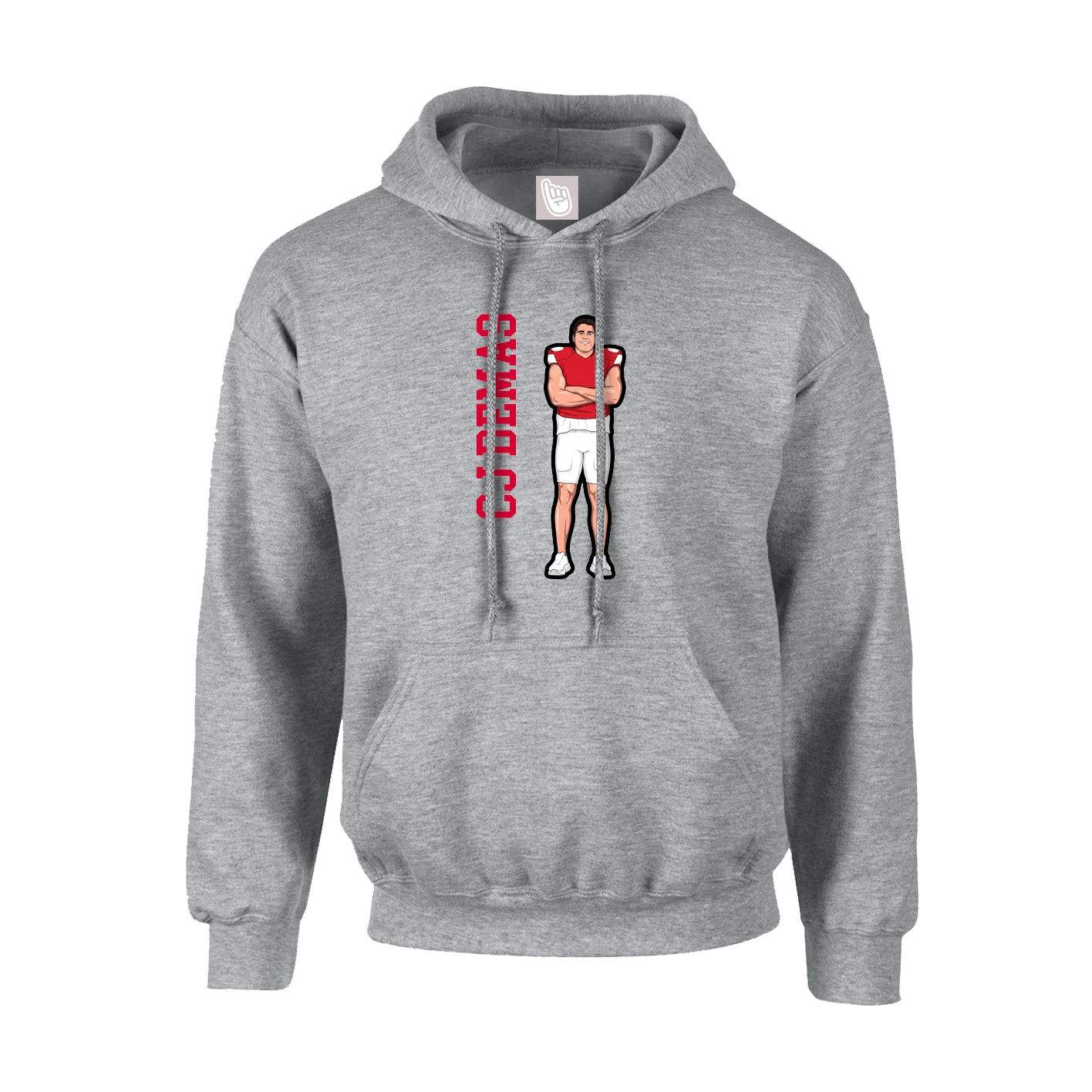 Hoodie — Name Vertical in Grey