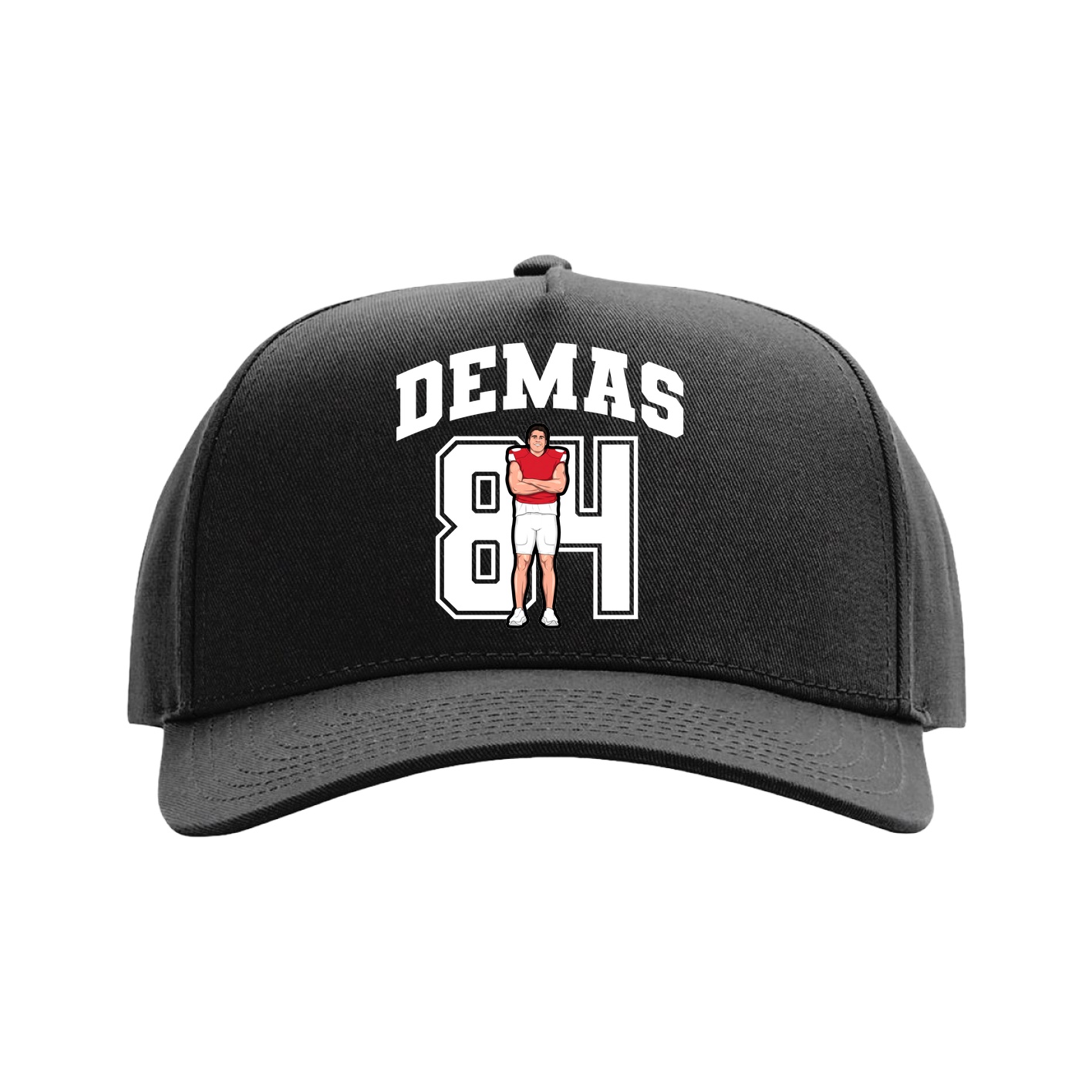 Full Fabric Five-Panel Champ Cap — Number in Black
