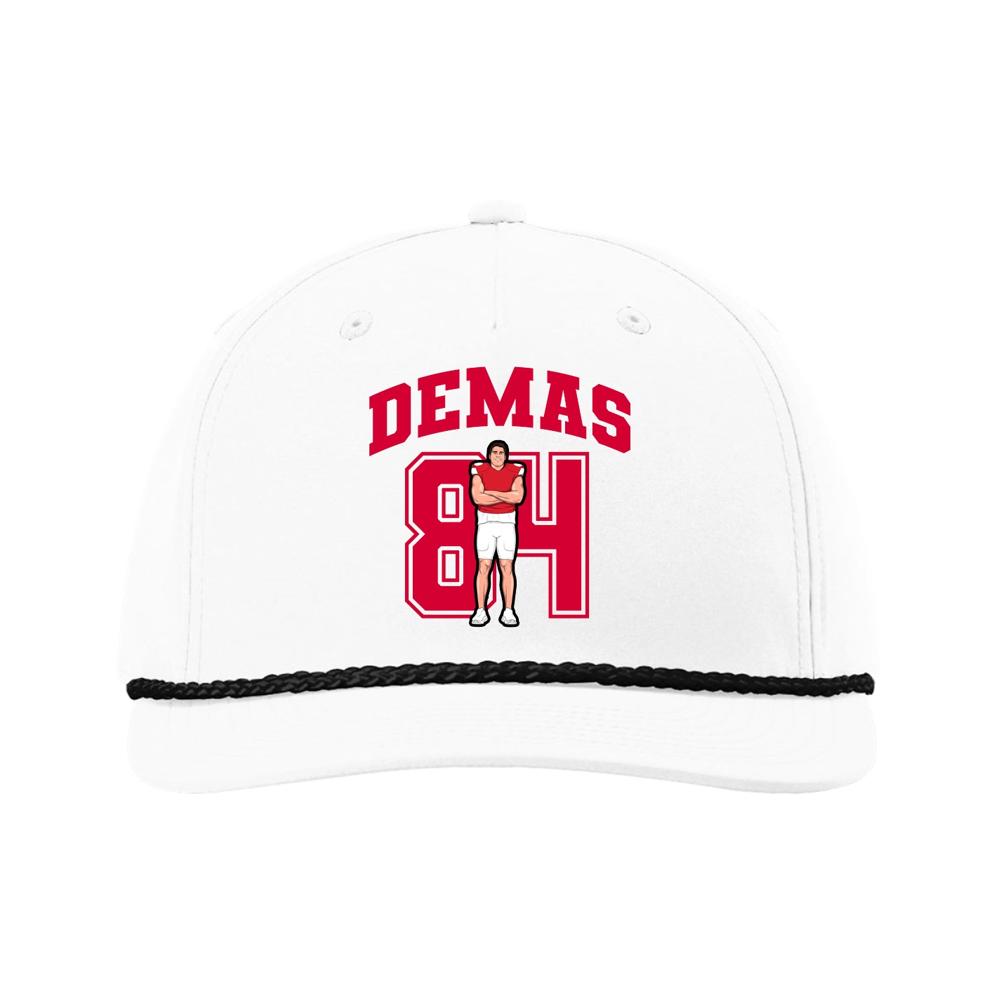 Five-Panel Classic Rope Cap — Number in White
