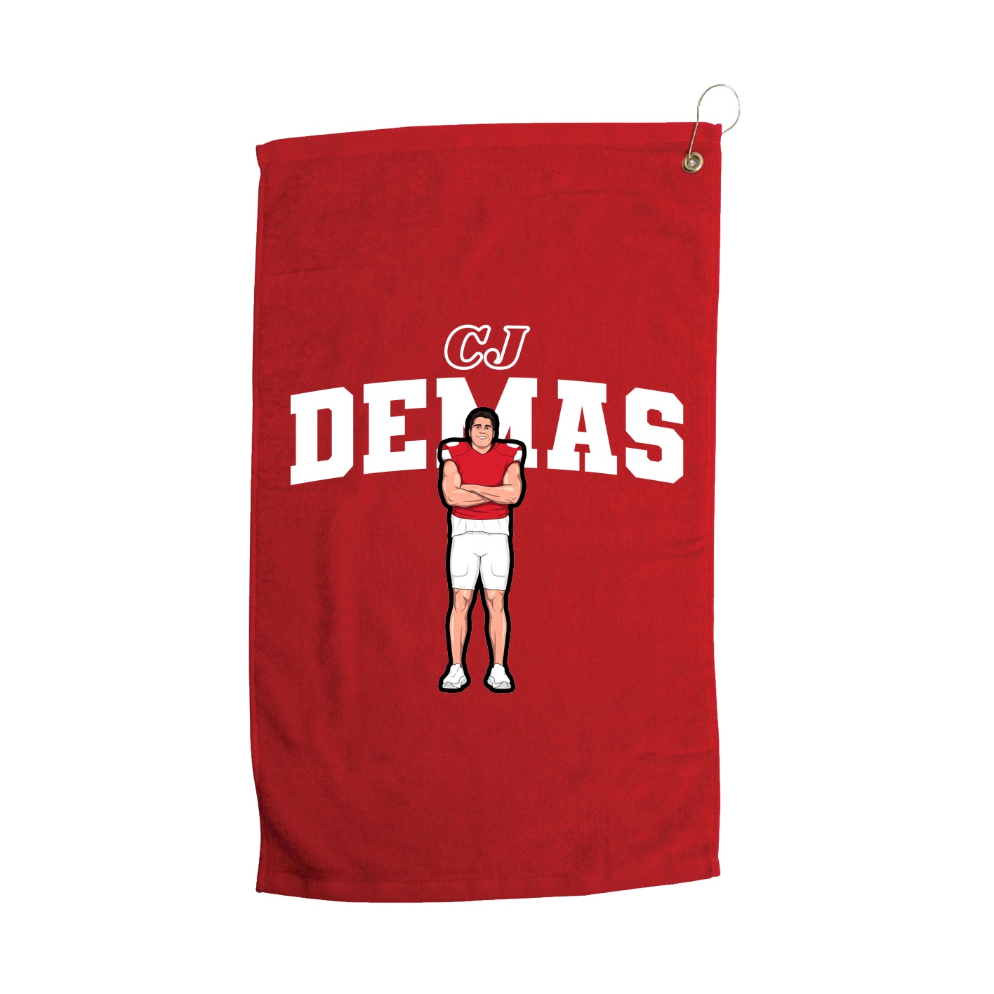 Golf Towel — Name Arch in Red