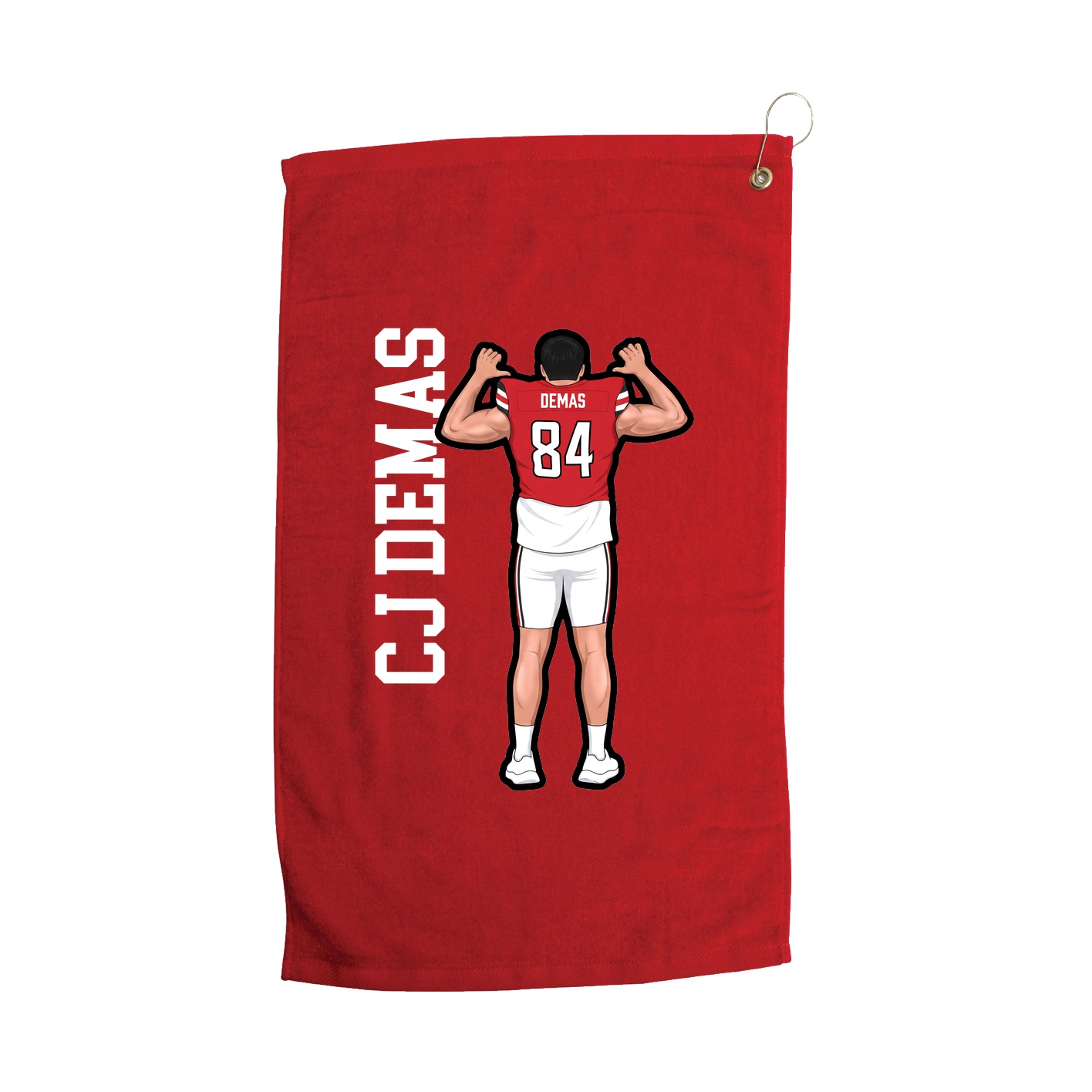Golf Towel — Name Vertical in Red