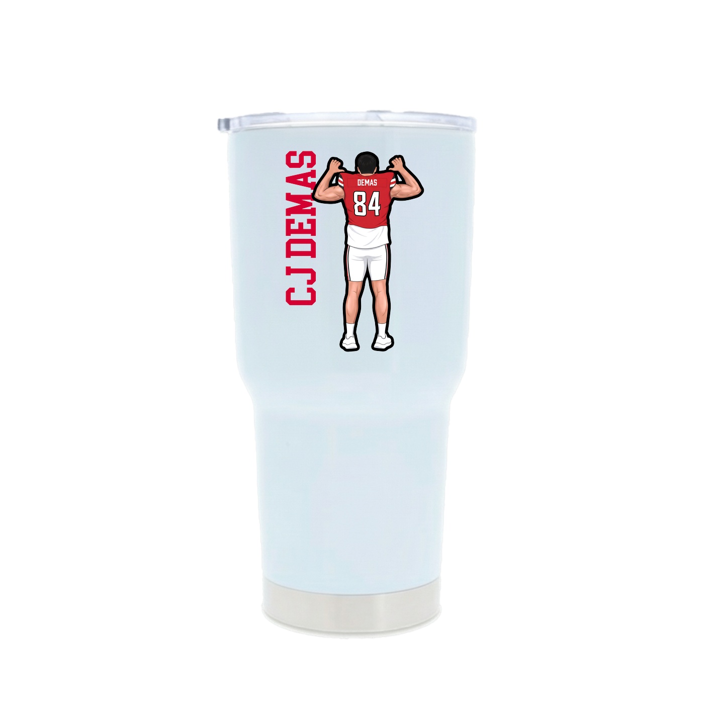 30oz Stainless Steel Tumbler — Name Vertical in White