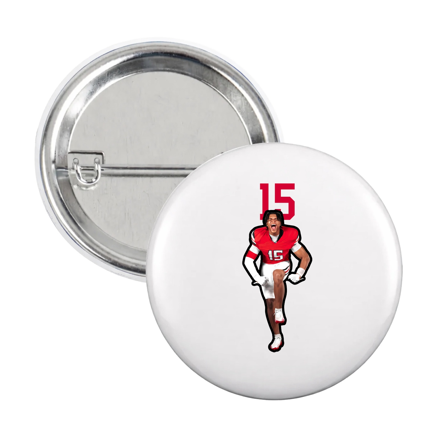 Game Day Button — Number Top in White