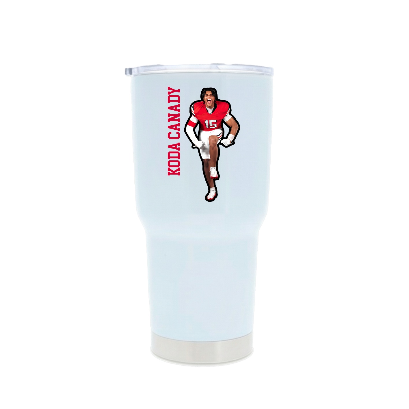 30oz Stainless Steel Tumbler — Name Vertical in White
