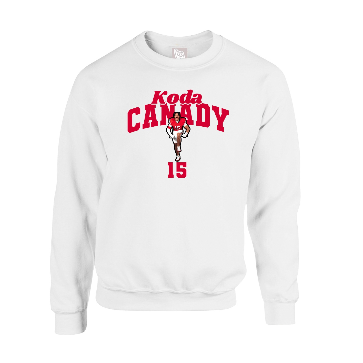 Fleece Crew — Signature Arch in White