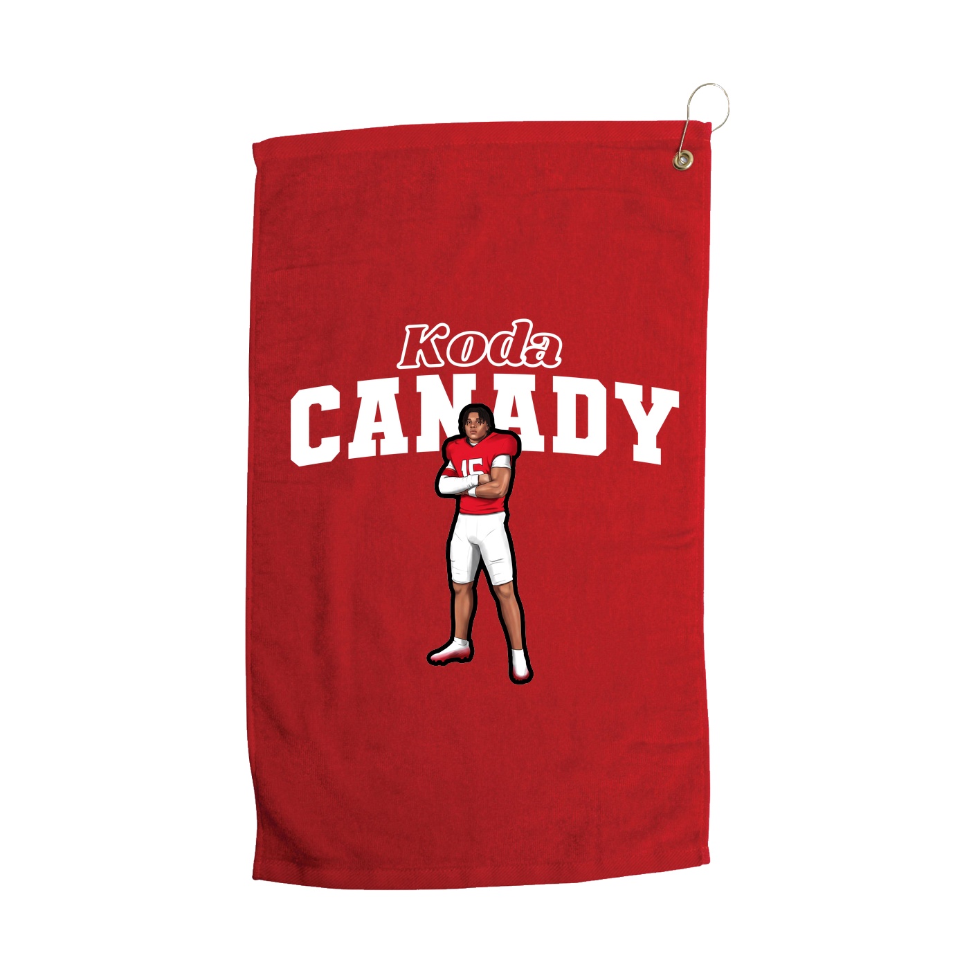 Golf Towel — Name Arch in Red