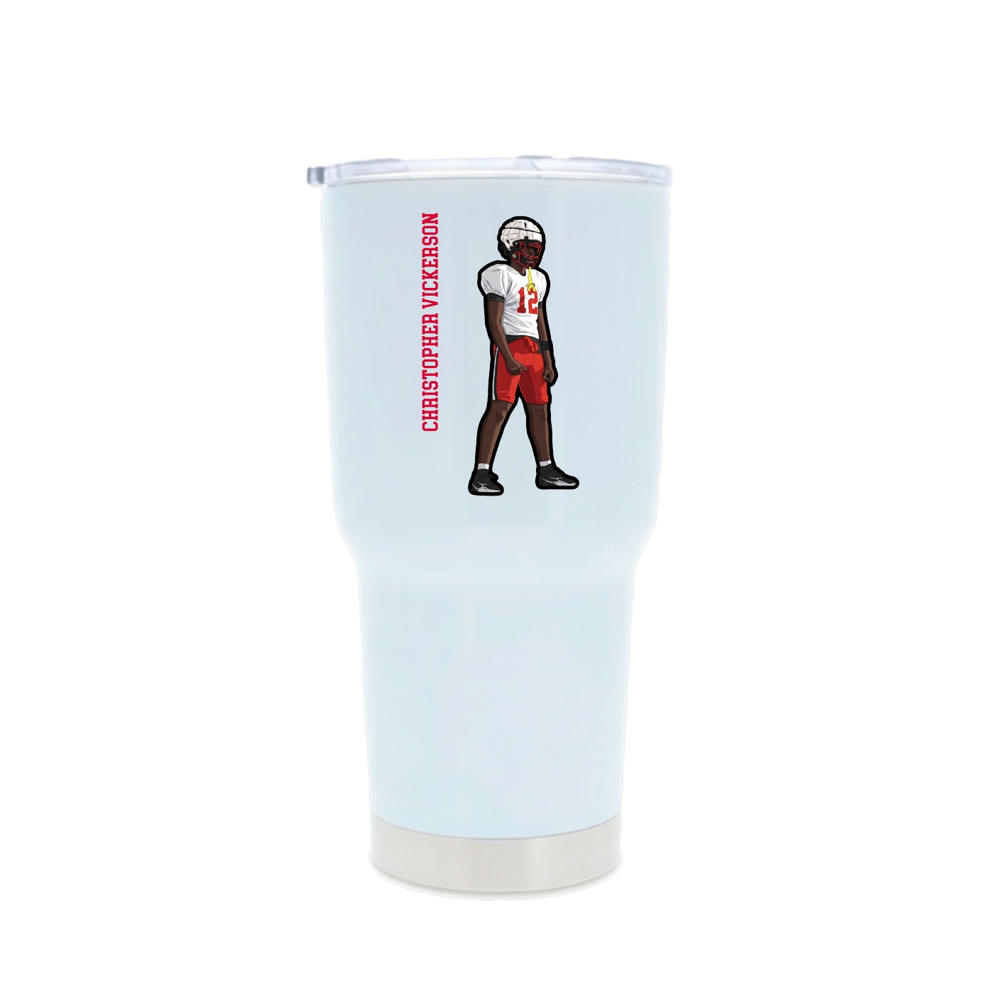 30oz Stainless Steel Tumbler — Name Vertical in White